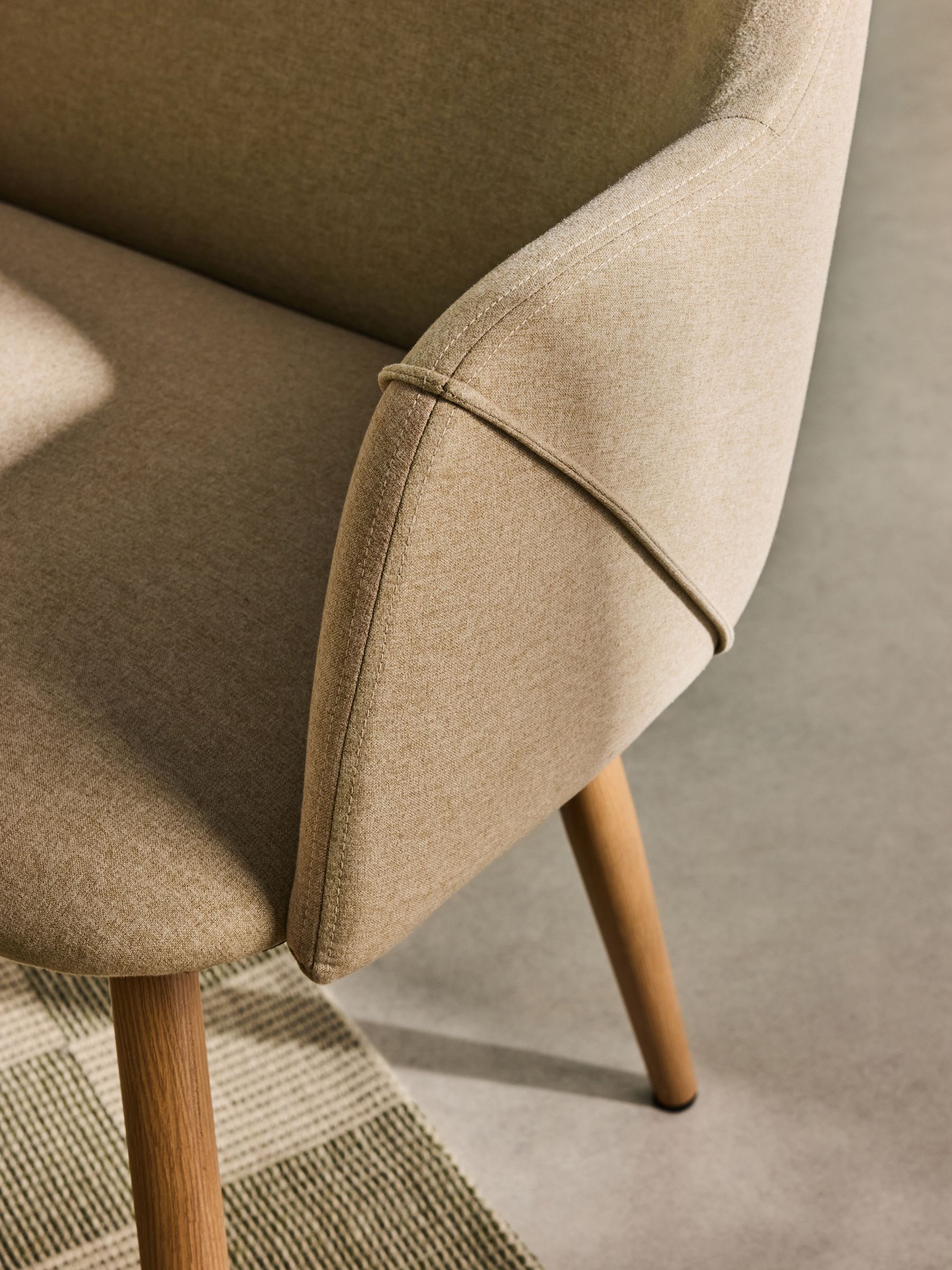 Lule Dining Bench in Ecru Marl and Oak Legs - Image 2 of 4