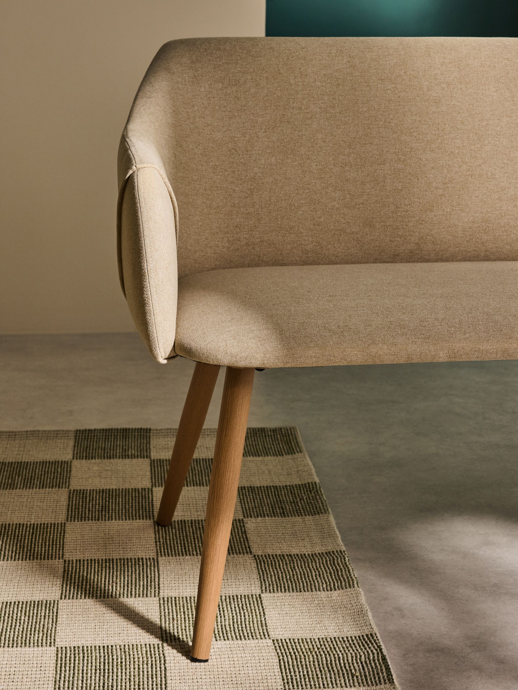 Lule Dining Bench in Ecru Marl and Oak Legs - Image 3 of 4