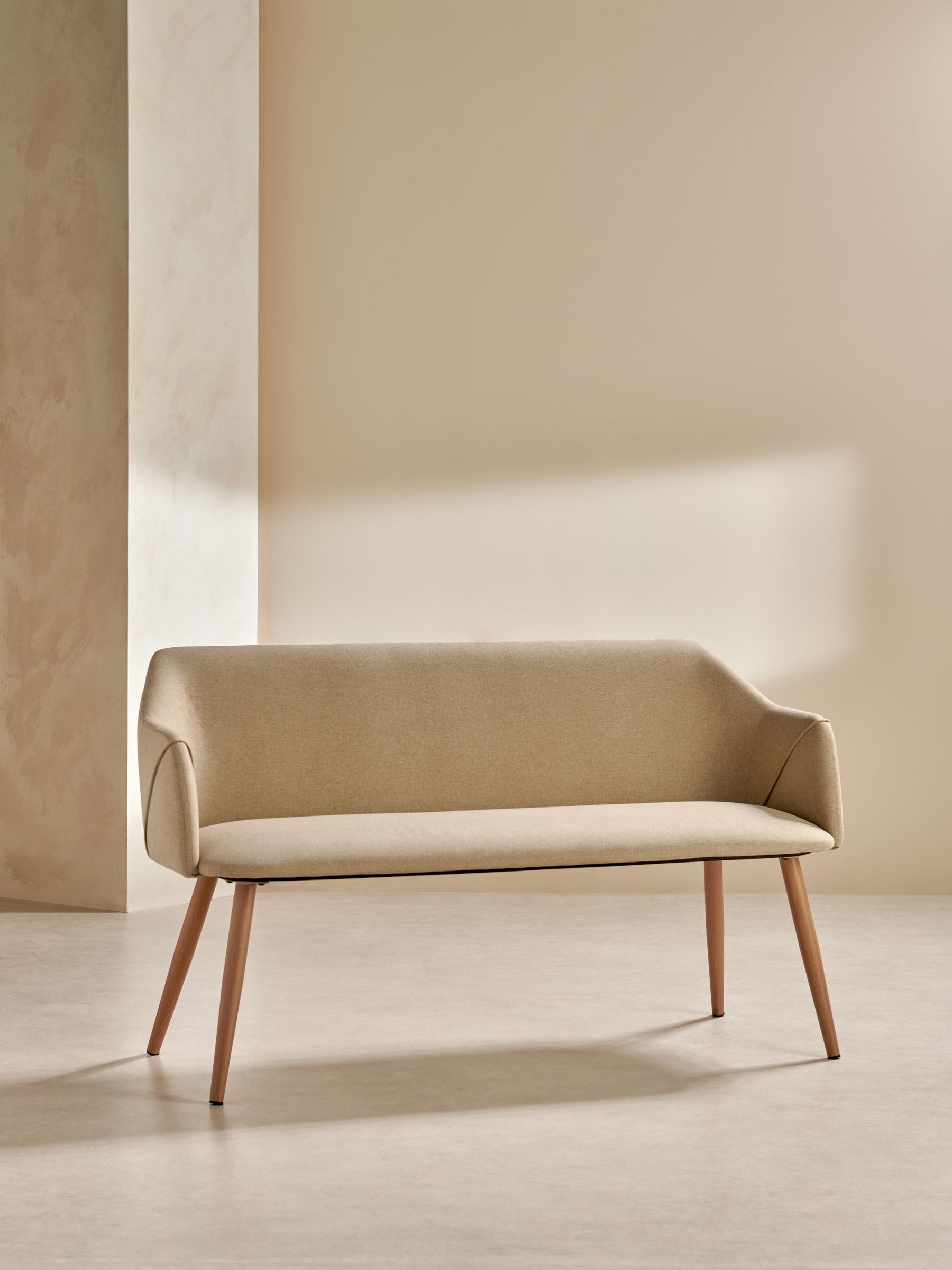 Lule Dining Bench in Ecru Marl and Oak Legs - Image 4 of 4
