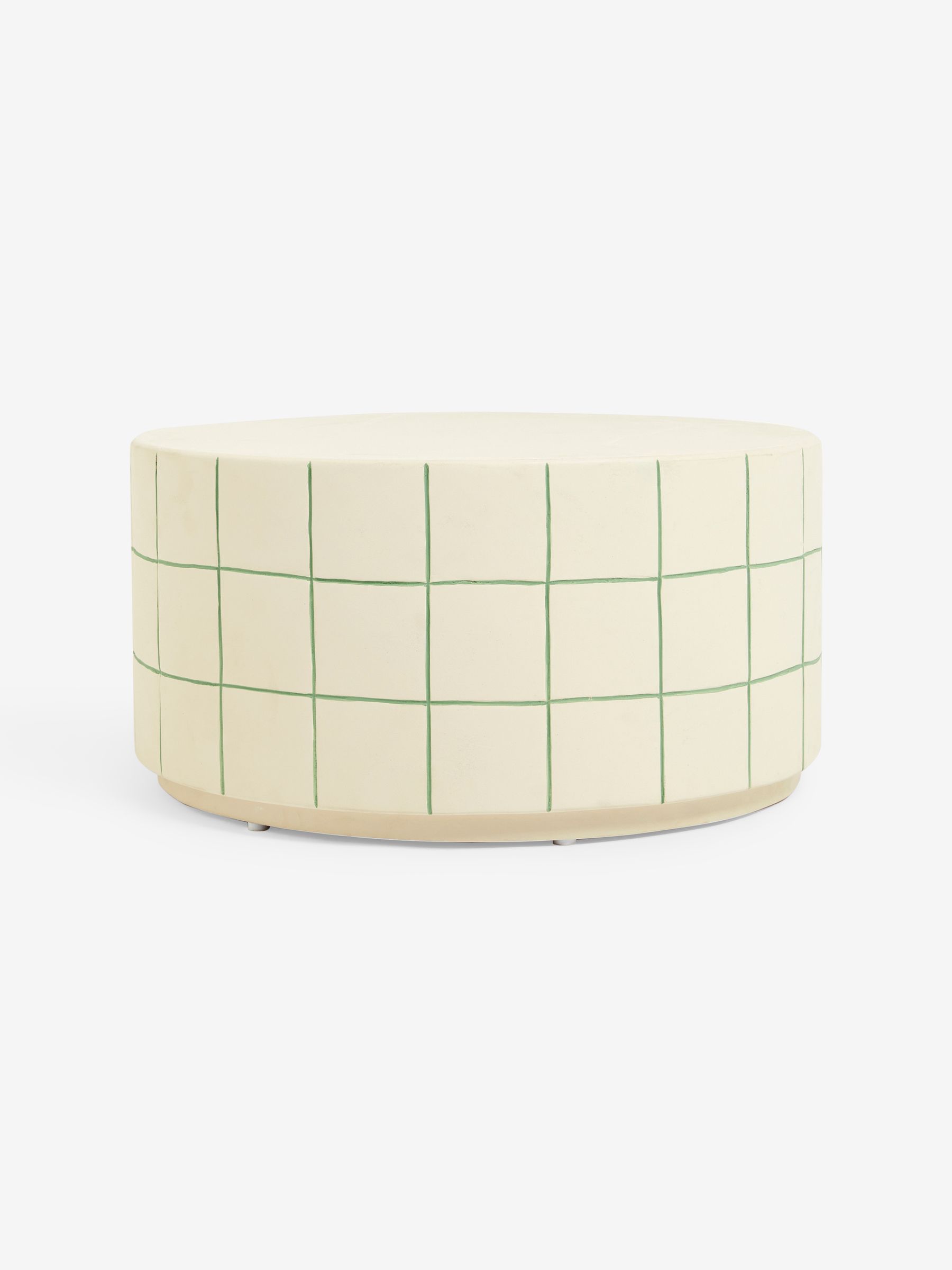 Logan Indoor/Outdoor Coffee Table in White Green Check - Image 3 of 4