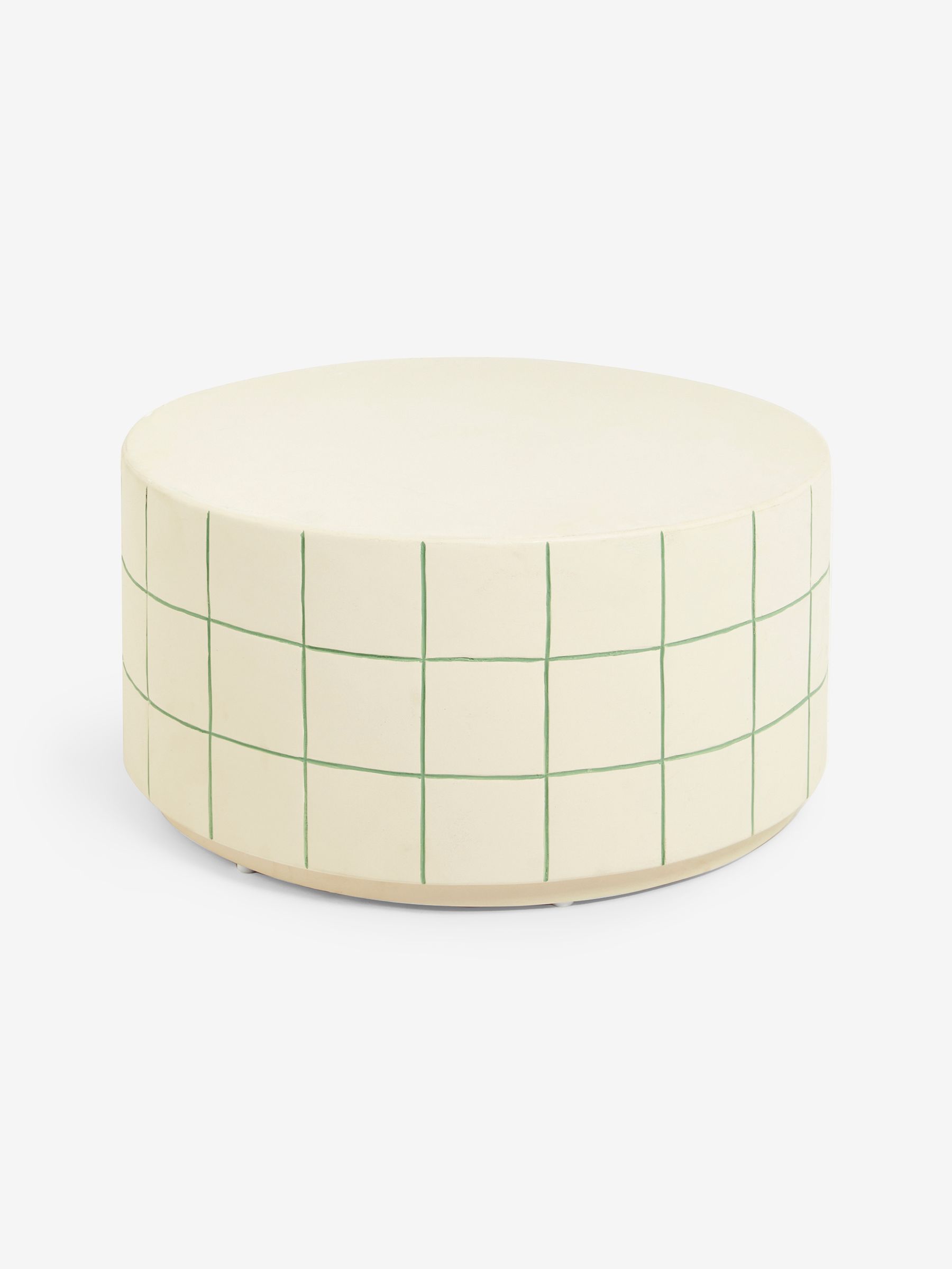Logan Indoor/Outdoor Coffee Table in White Green Check - Image 4 of 4