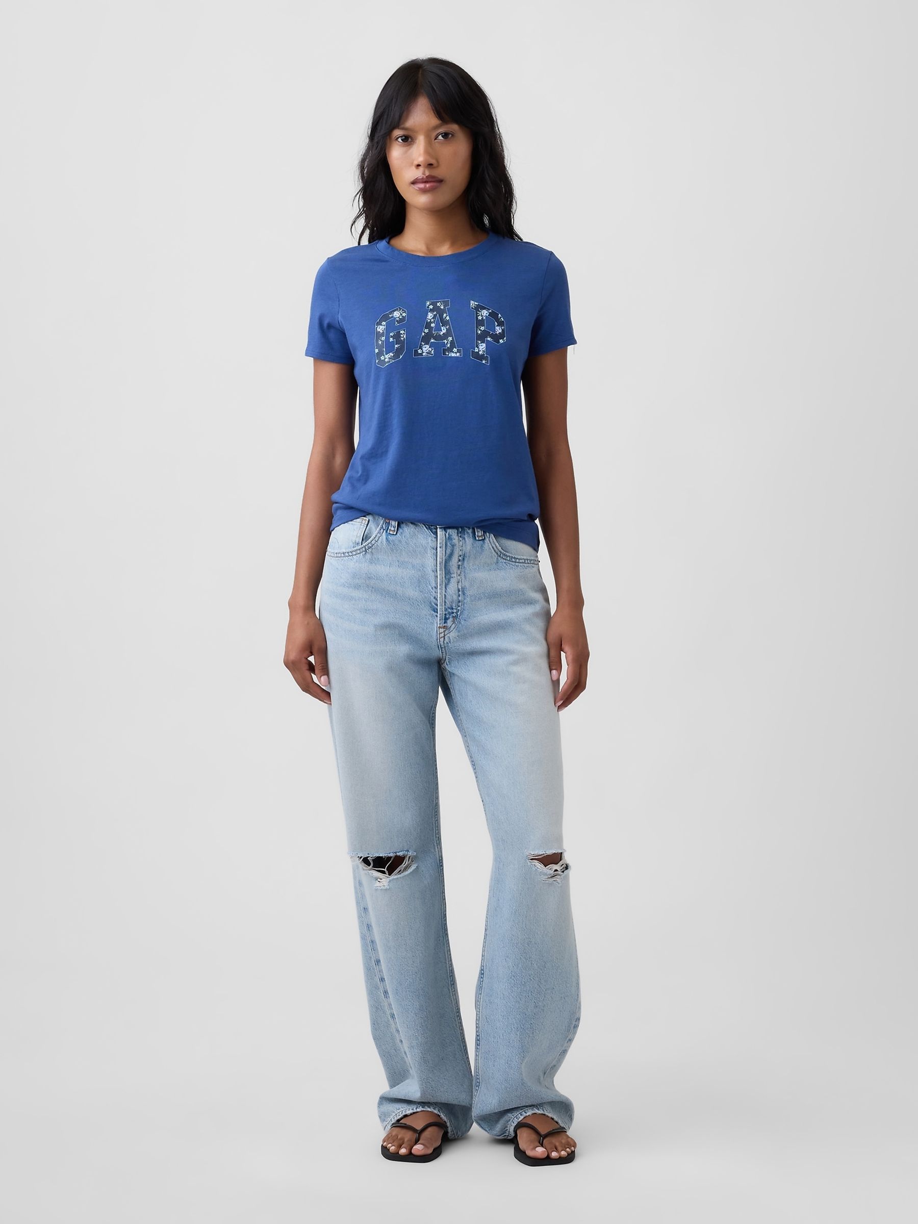 Blue Floral Logo Short Sleeve T-Shirt - Image 3 of 5