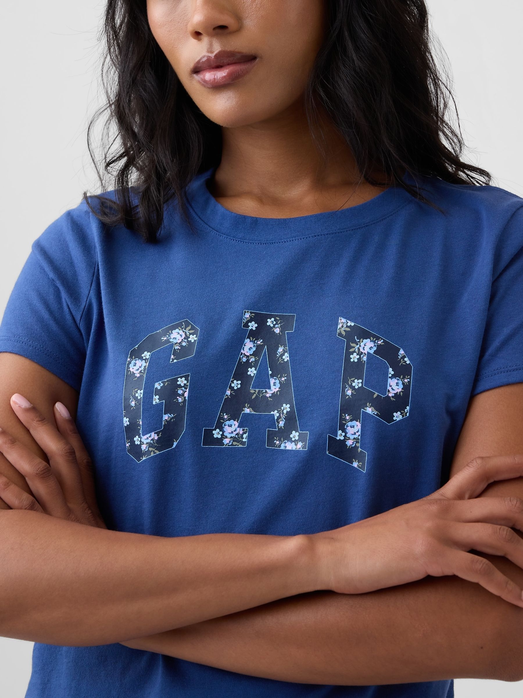 Blue Floral Logo Short Sleeve T-Shirt - Image 4 of 5