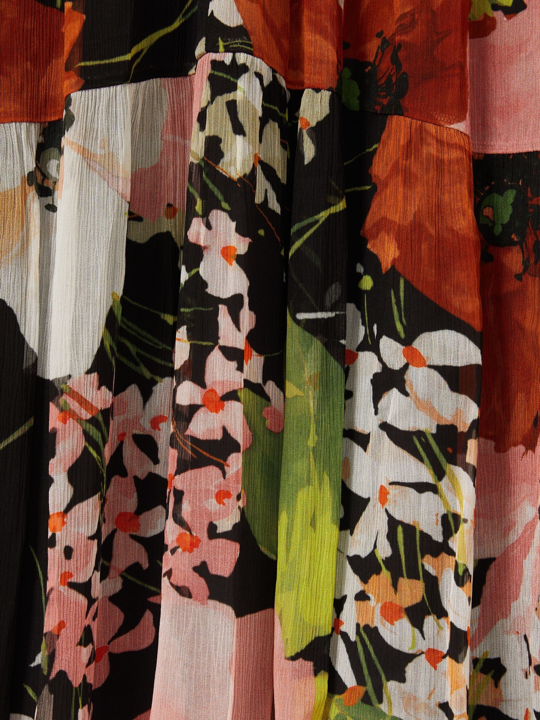 Florere Multi Tiered Tie Neck Midi Dress in Multi - Image 7 of 8