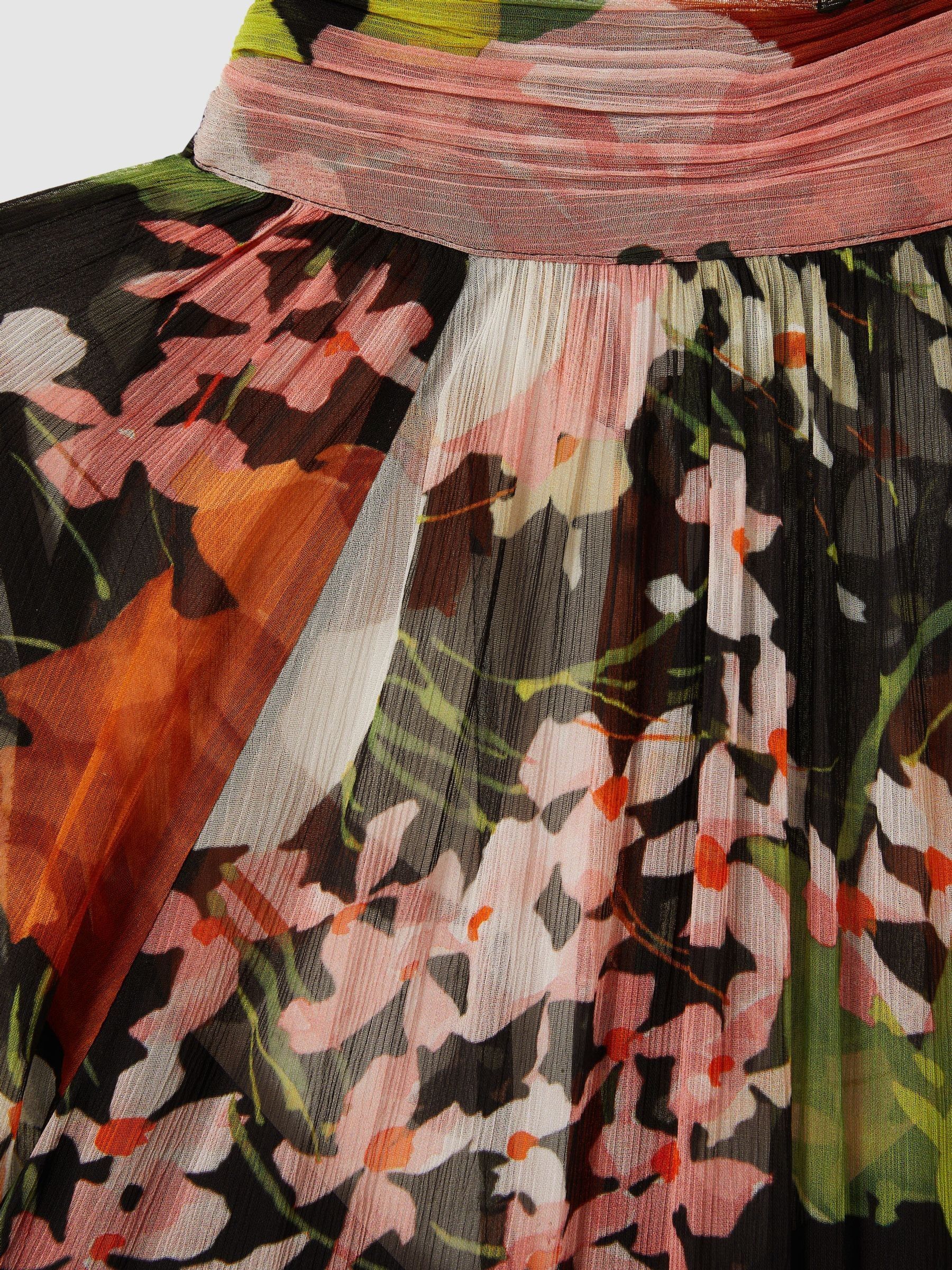 Florere Multi Tiered Tie Neck Midi Dress in Multi - Image 8 of 8