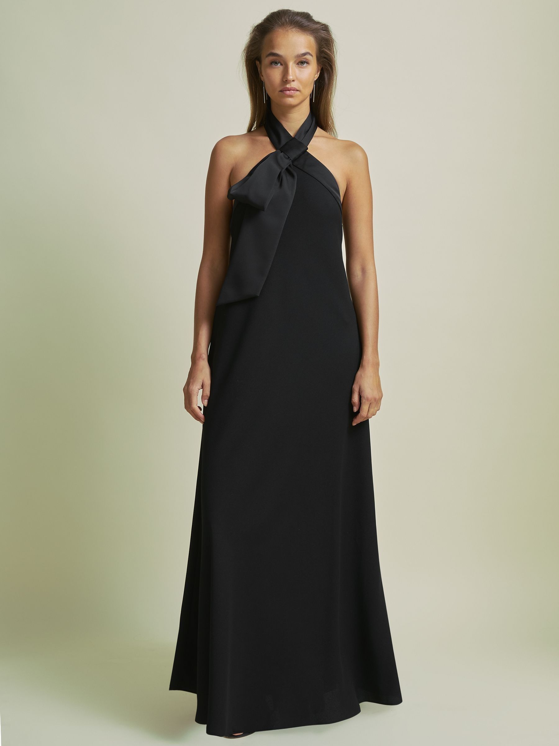 Florere Bow-Detail Halterneck Maxi Dress in Black - Image 1 of 7
