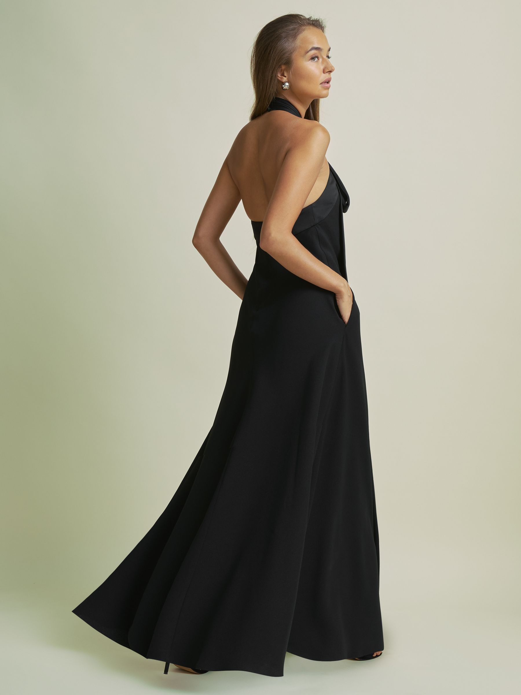 Florere Bow-Detail Halterneck Maxi Dress in Black - Image 4 of 7