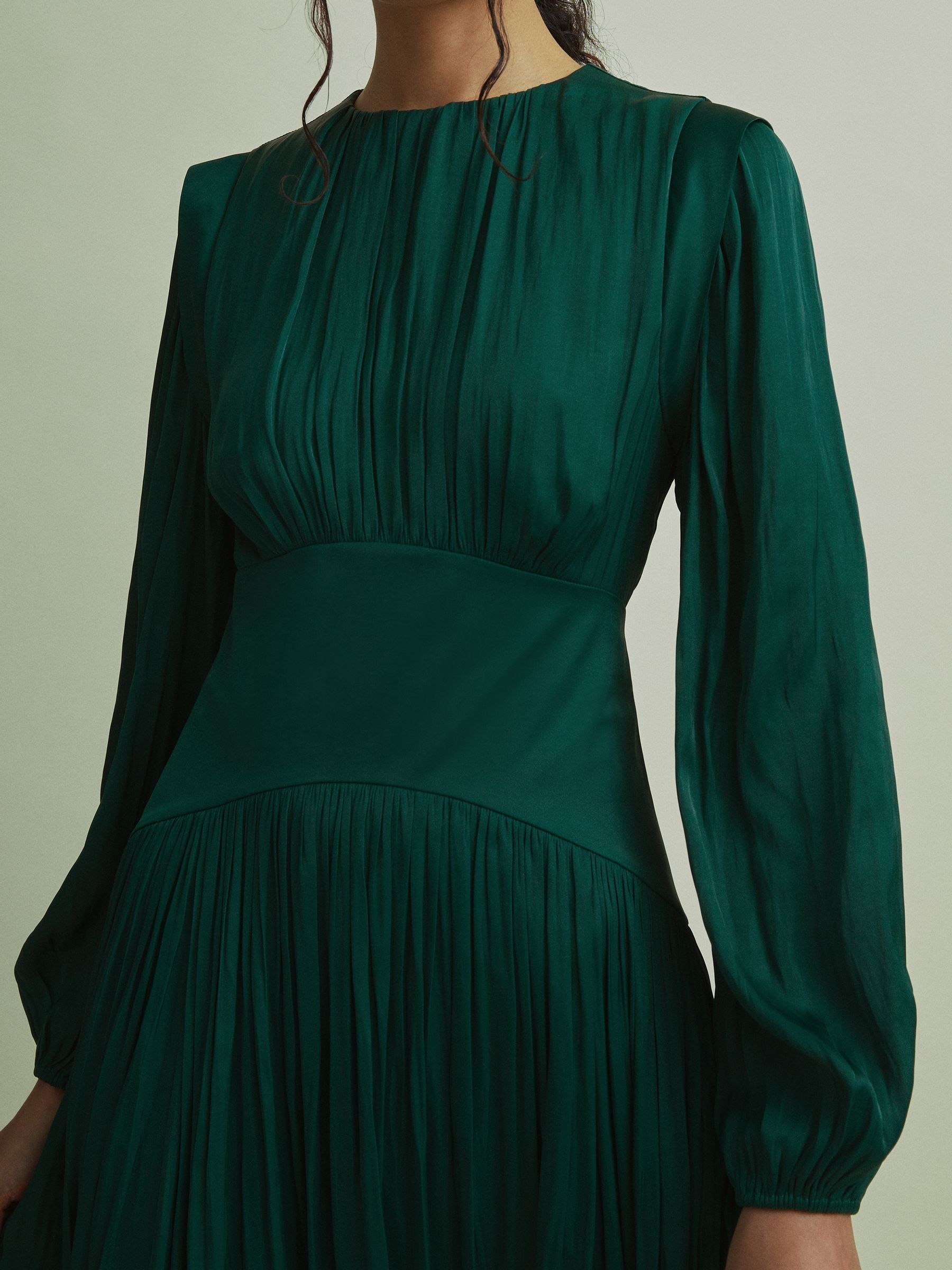 Florere Blouson Sleeve Midi Dress in Dark Green - Image 5 of 6