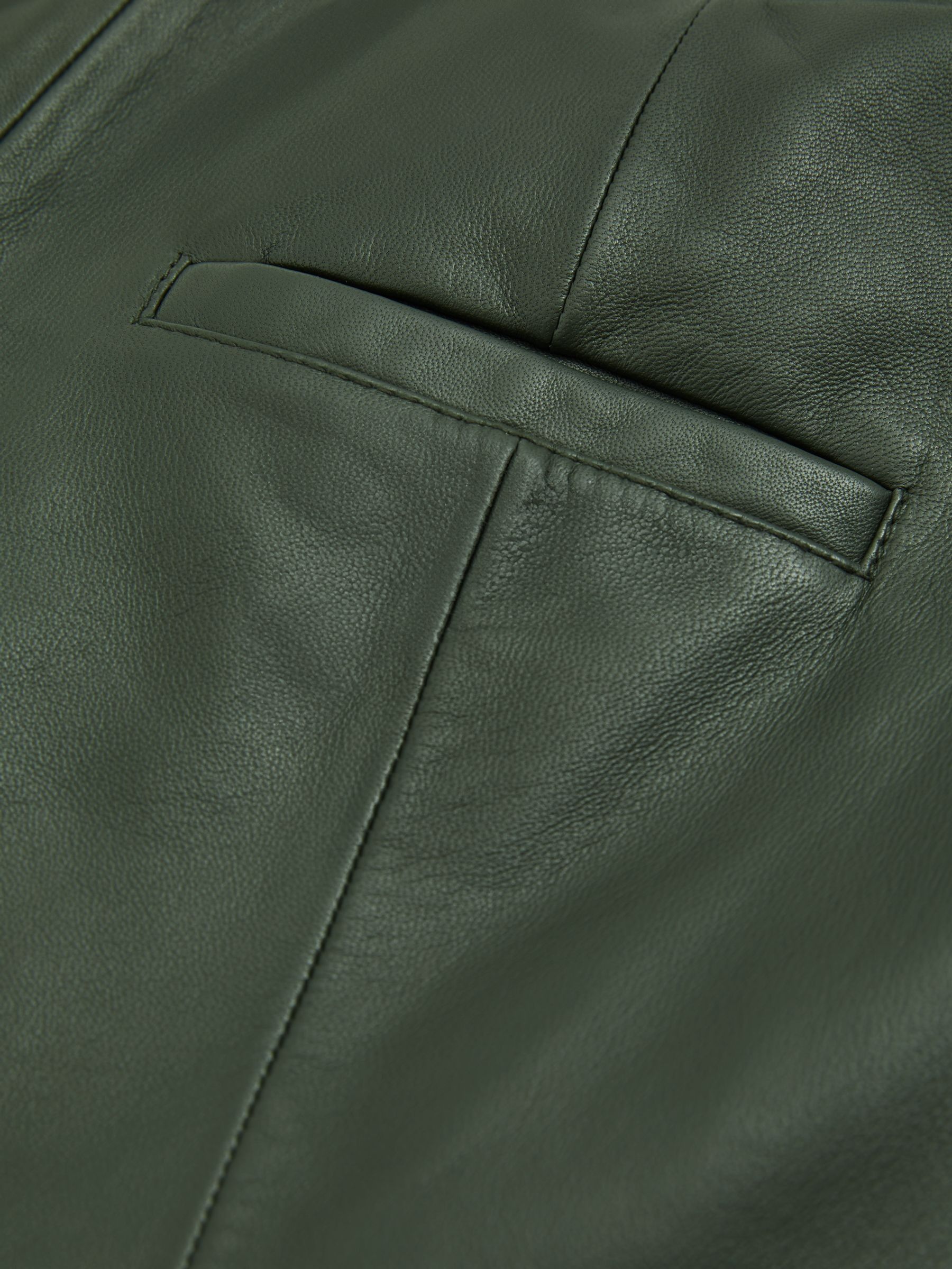 Florere Tapered Leather Trousers in Khaki - Image 6 of 6