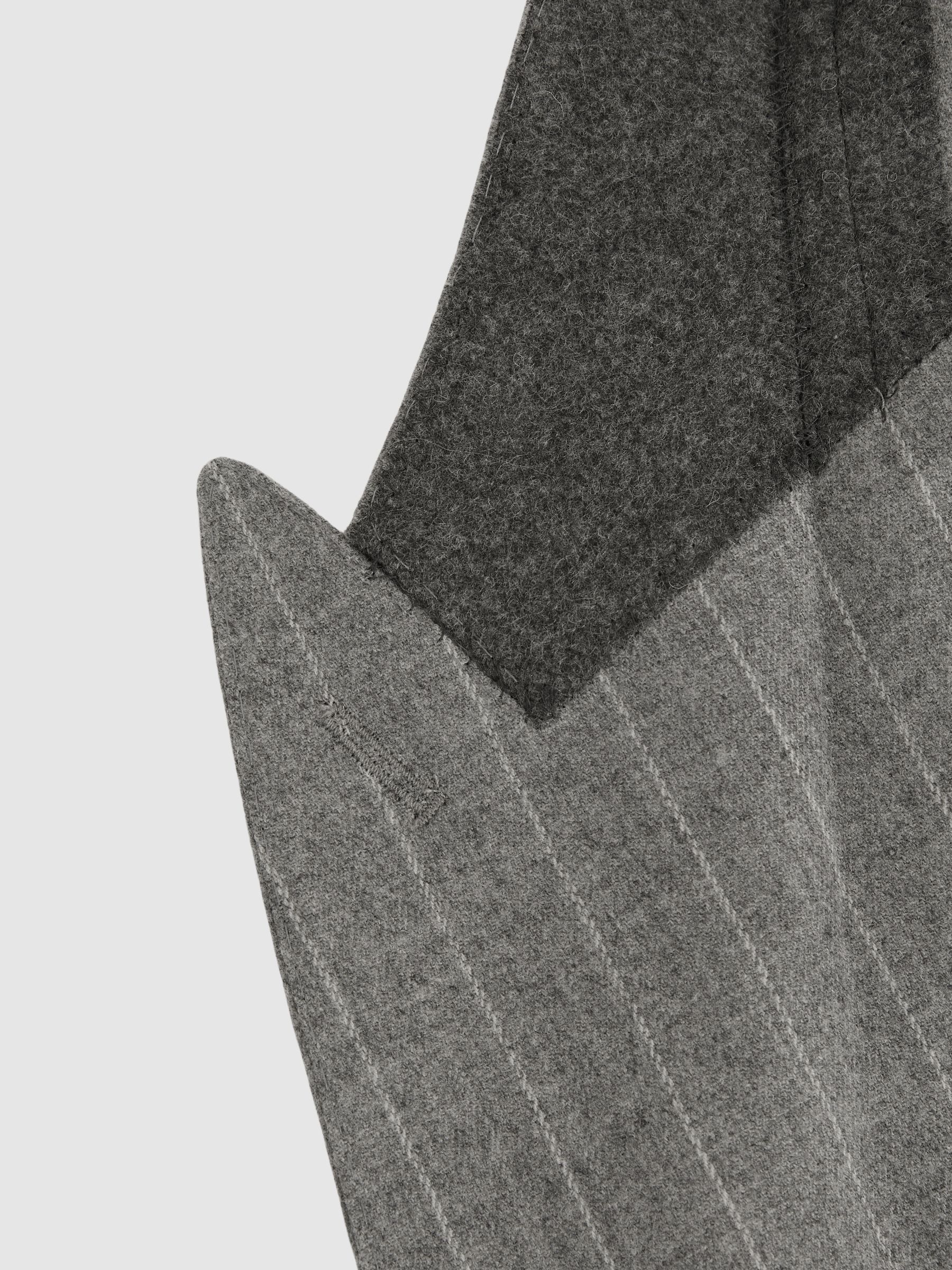 Double-Breasted Blazer in Wool-Blend Pinstripe in Soft Grey - Image 9 of 9
