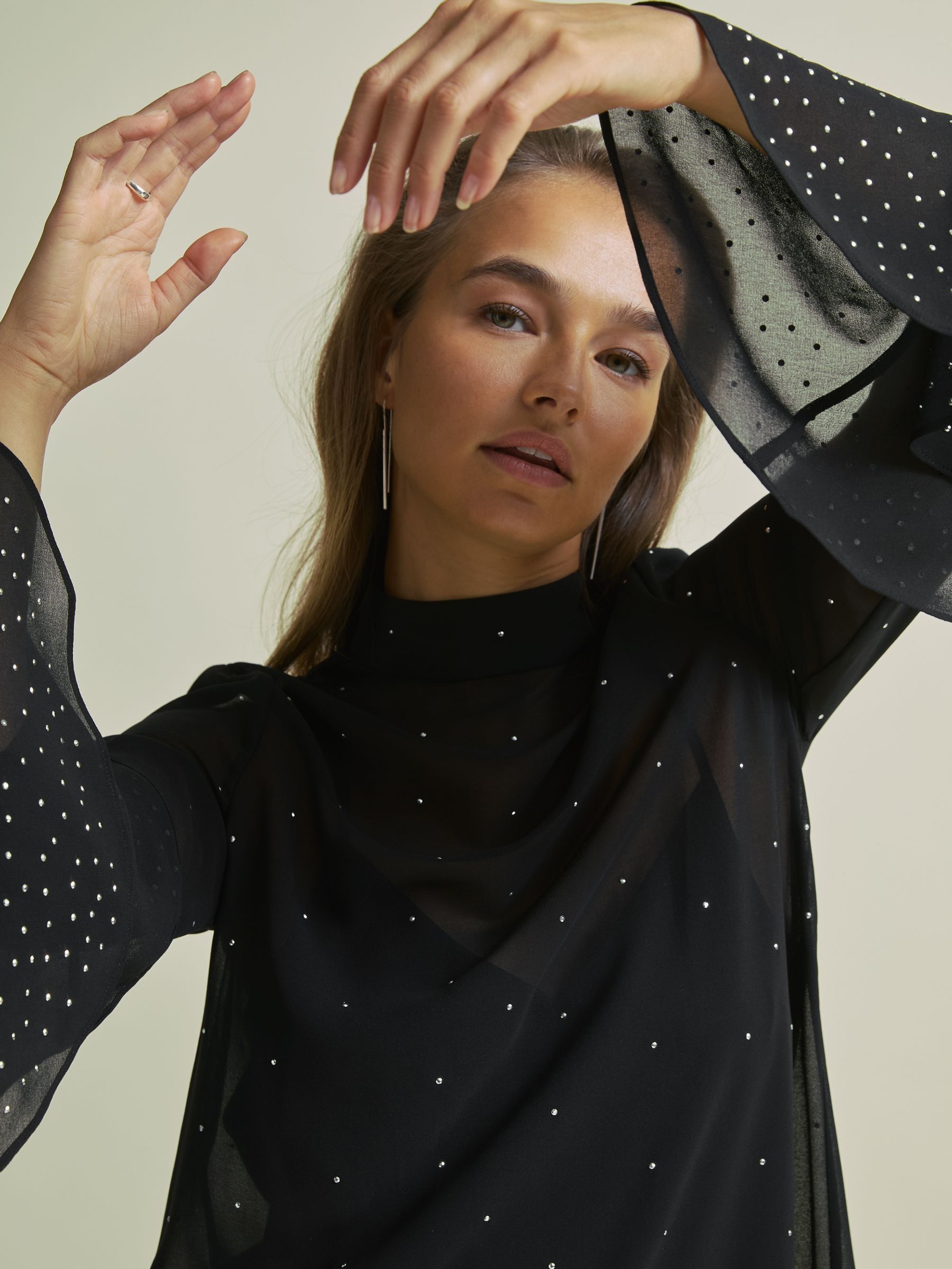 Florere Rib Knit Metallic Thread Midi Dress in Black - Image 5 of 7