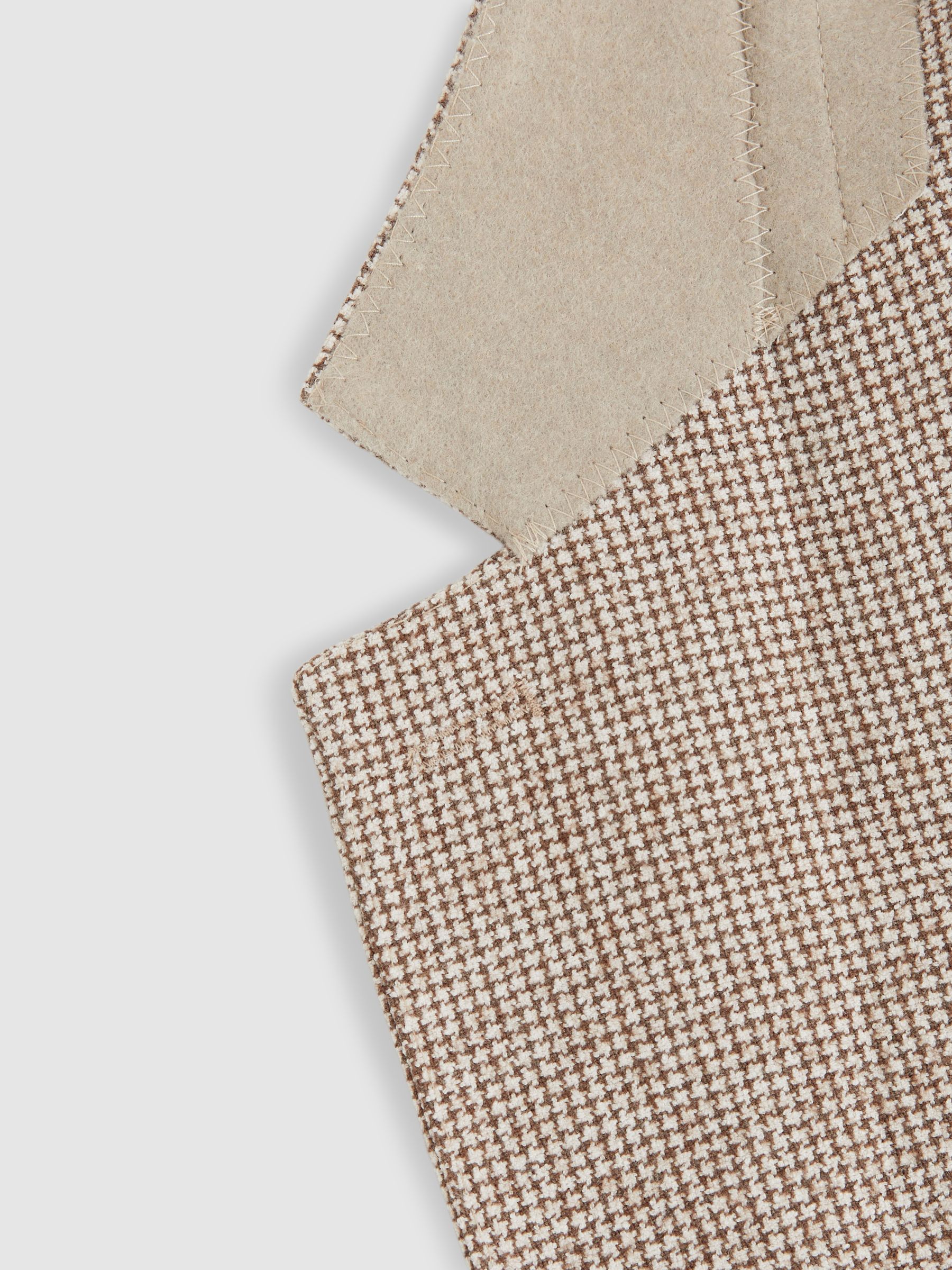 Single-Breasted Blazer with Wool in Puppytooth Check in Taupe/Off White - Image 9 of 10