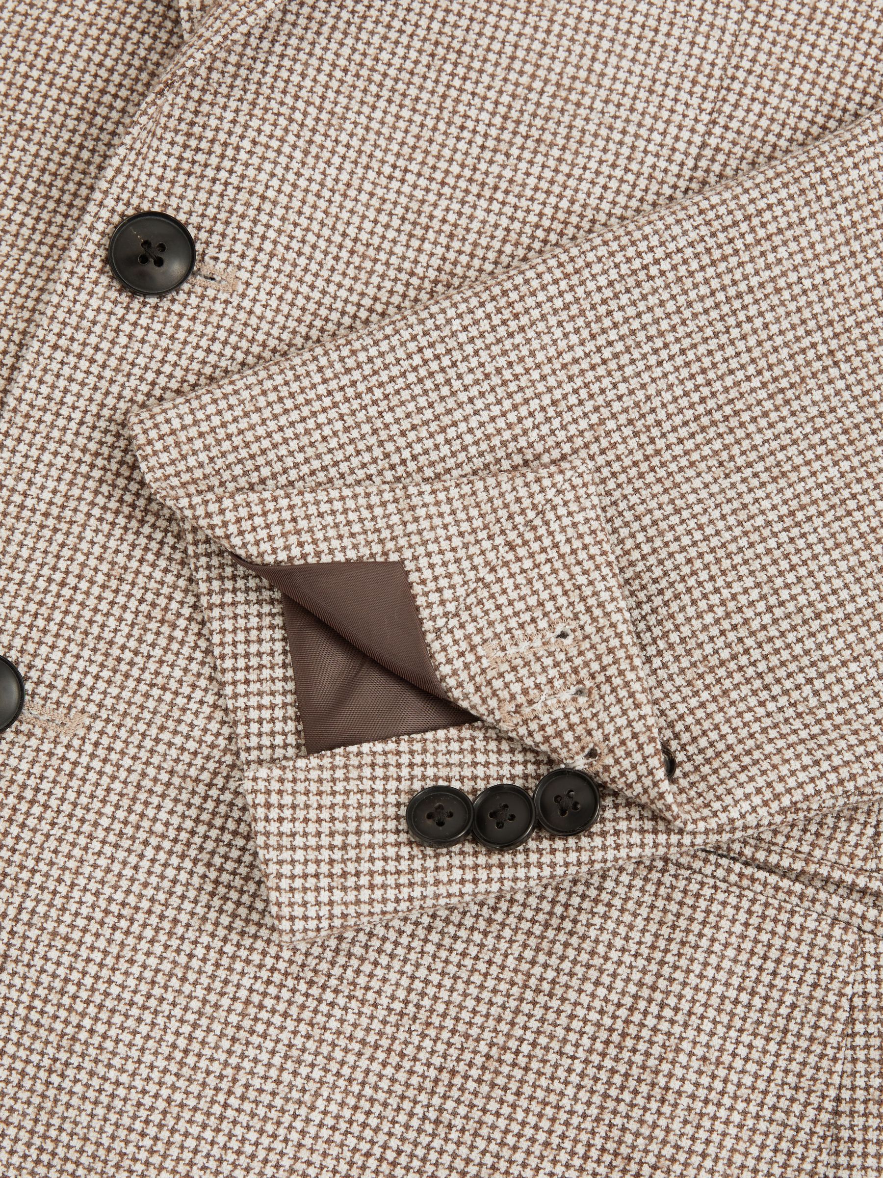 Single-Breasted Blazer with Wool in Puppytooth Check in Taupe/Off White - Image 10 of 10