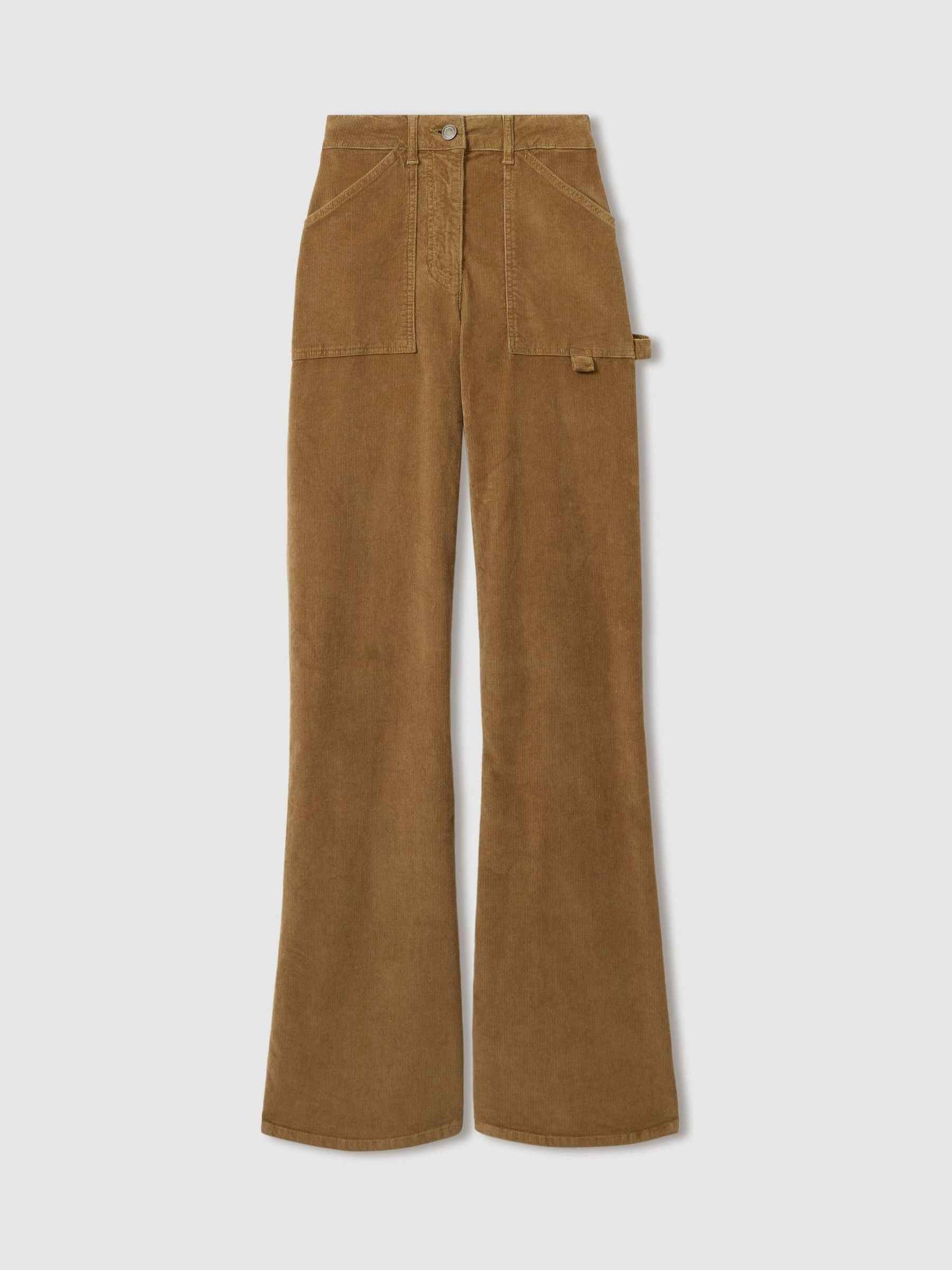 Cotton-Blend Corduroy Flared Trousers in Brown - Image 2 of 7