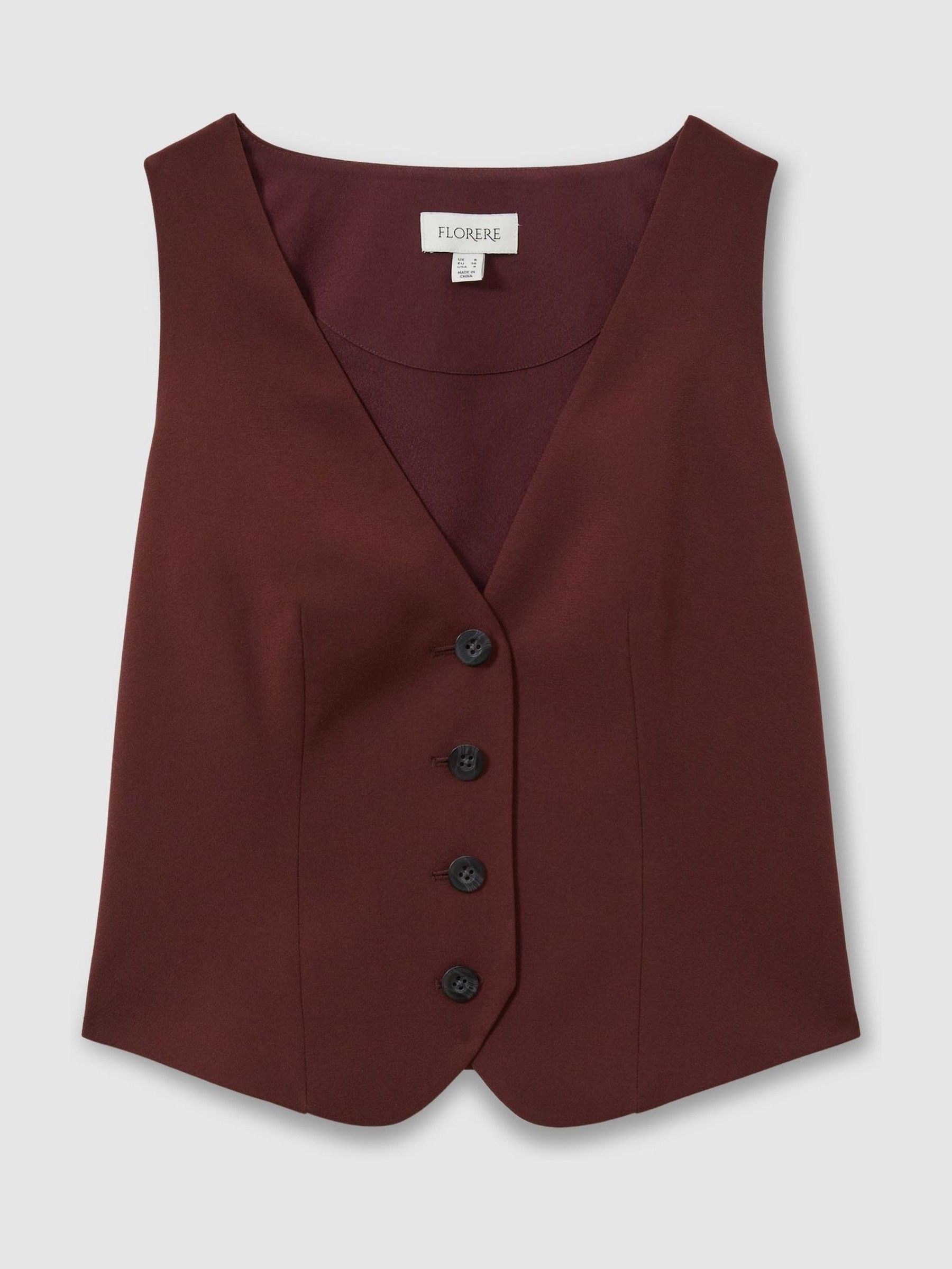 Florere Single Breasted Waistcoat in Burgundy - Image 2 of 7