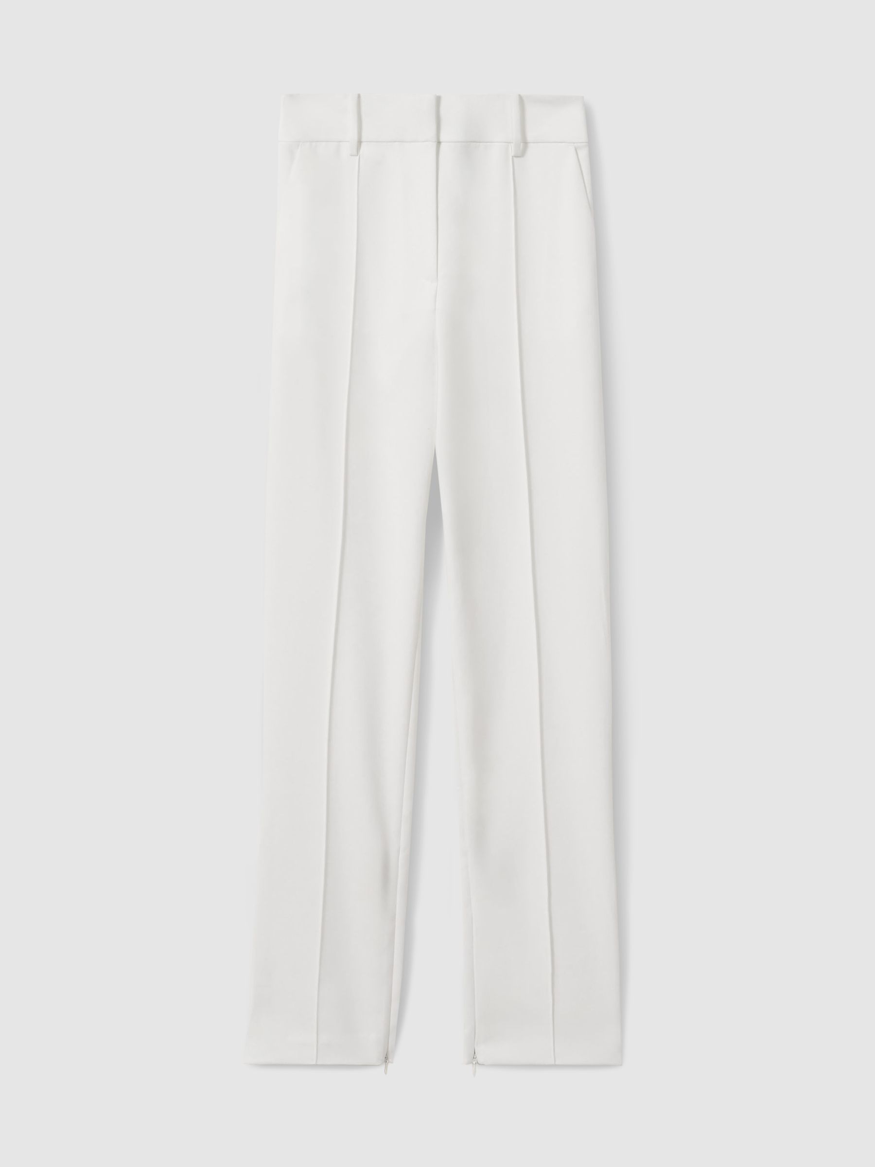 Acler Slim-Fit Ivory Ankle-Zip Tailored Trousers in Ivory - Image 2 of 7