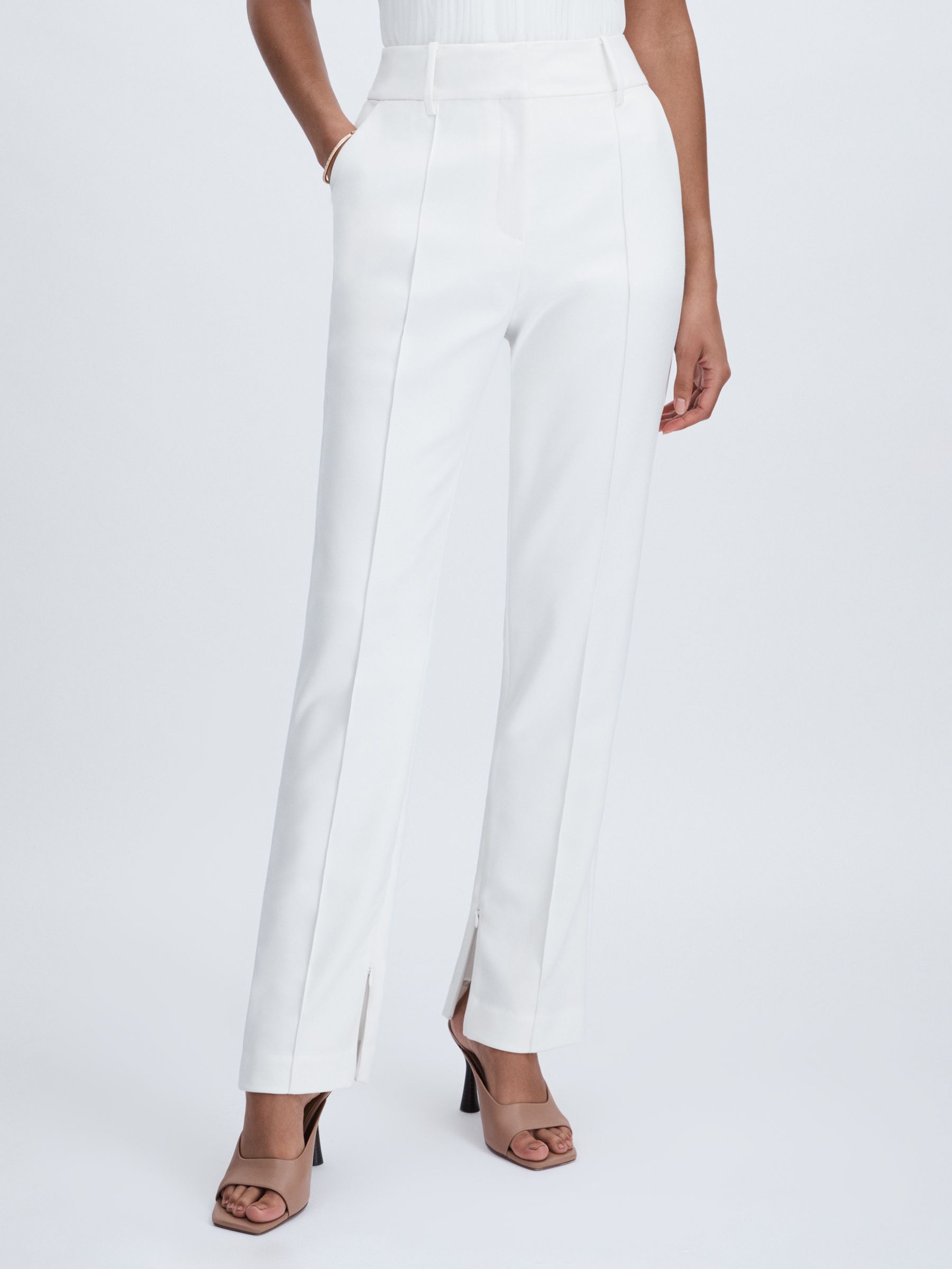 Acler Slim-Fit Ivory Ankle-Zip Tailored Trousers in Ivory - Image 3 of 7