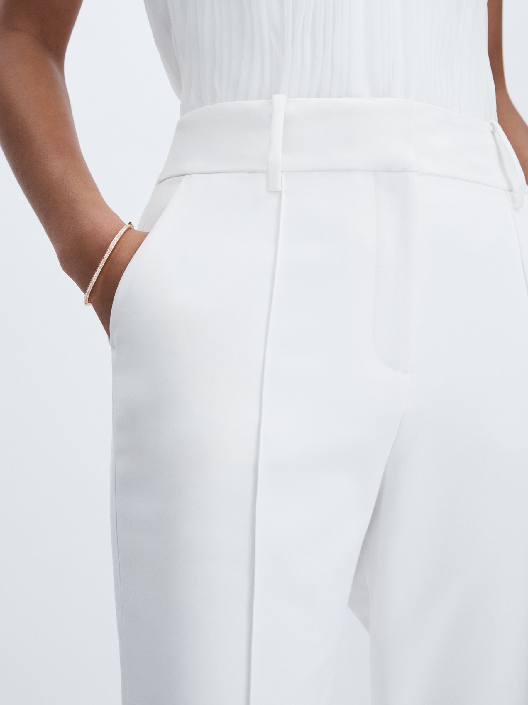 Acler Slim-Fit Ivory Ankle-Zip Tailored Trousers in Ivory - Image 4 of 7