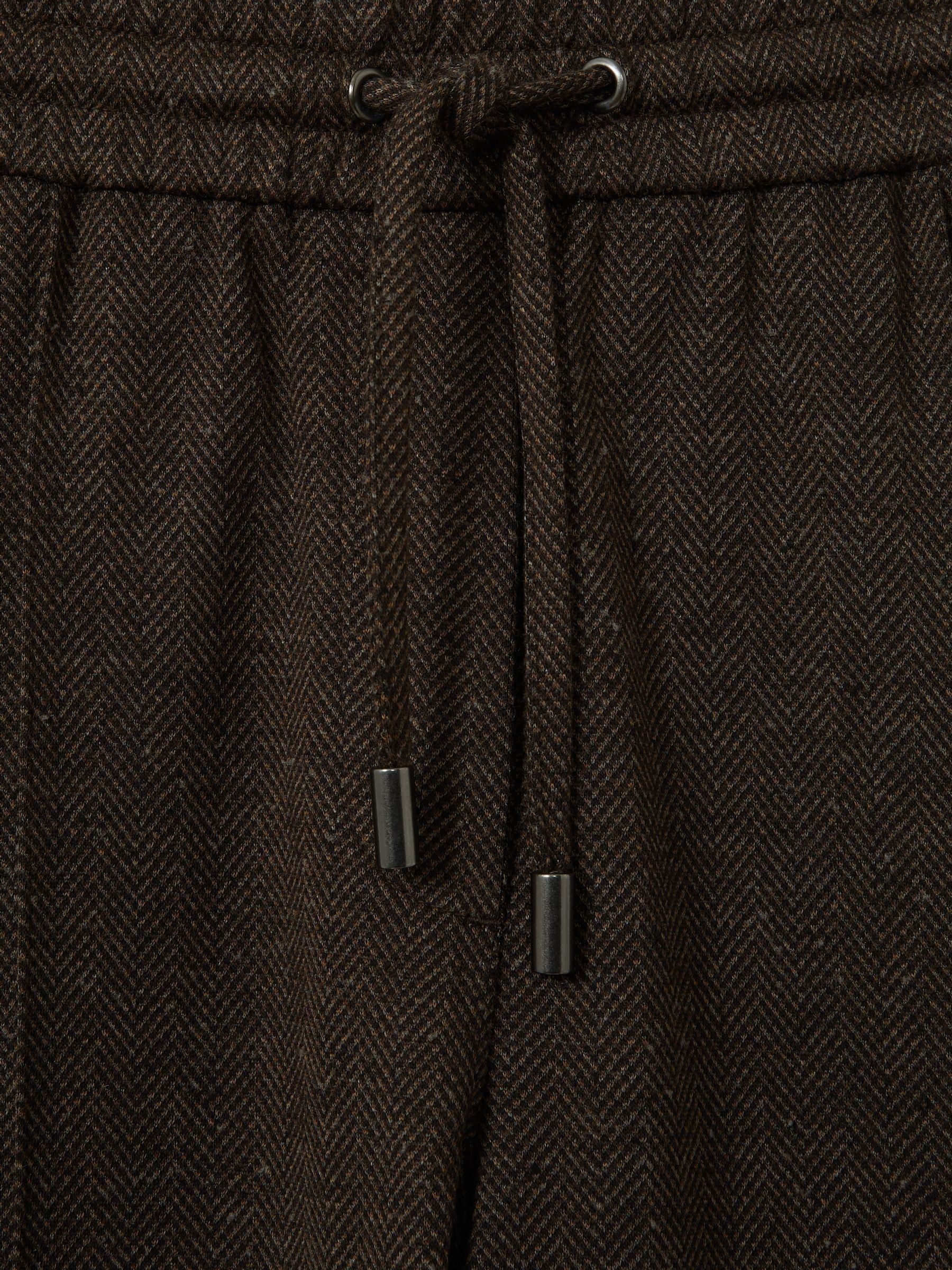 Marled Cotton Blend Drawstring Tapered Trousers in Chocolate - Image 6 of 6