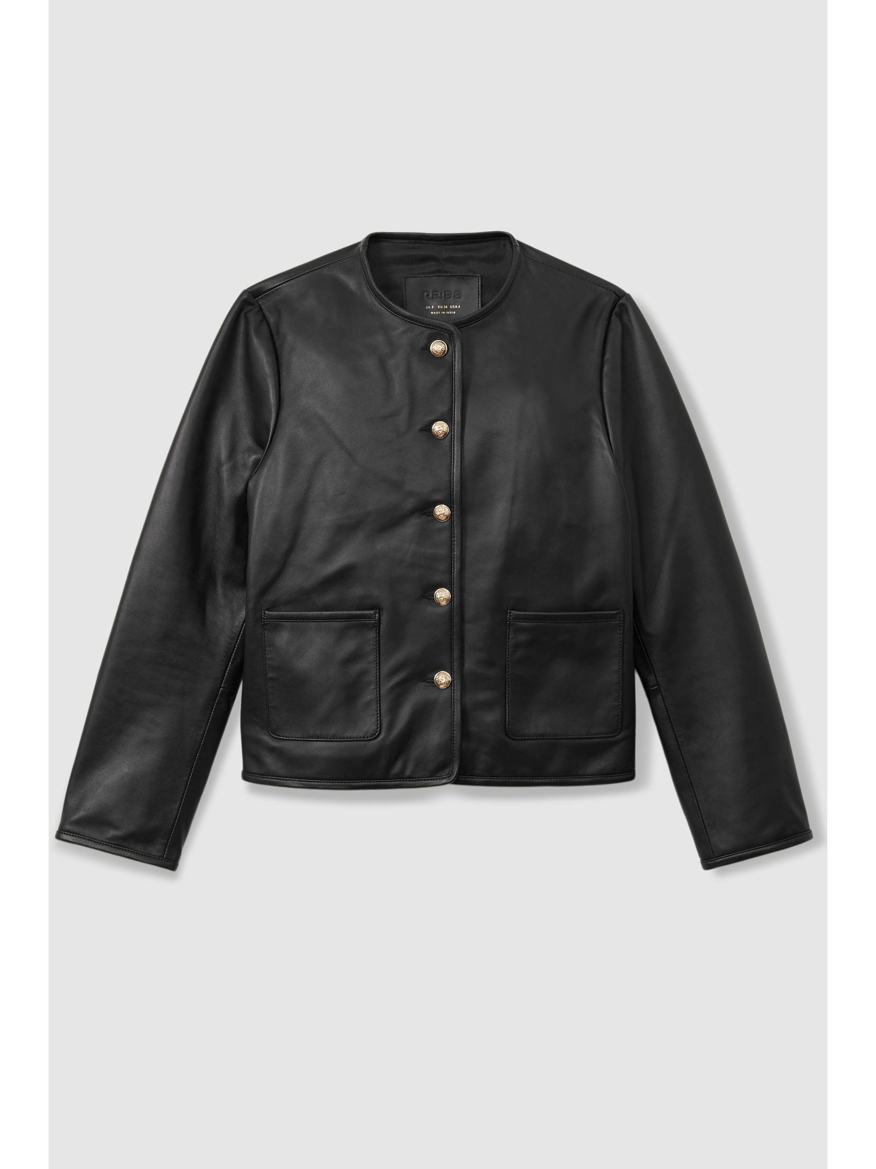 Cropped Leather Jacket in Black - Image 2 of 6