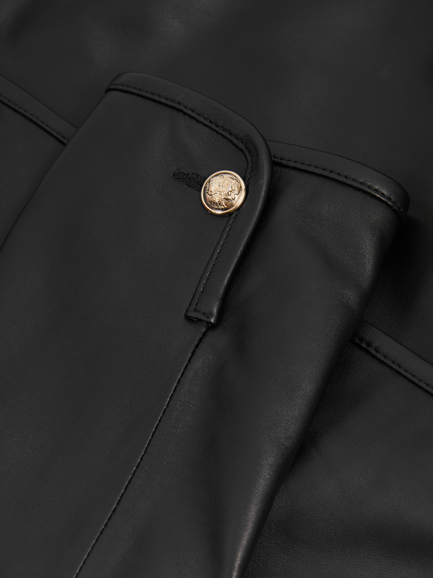 Cropped Leather Jacket in Black - Image 6 of 6