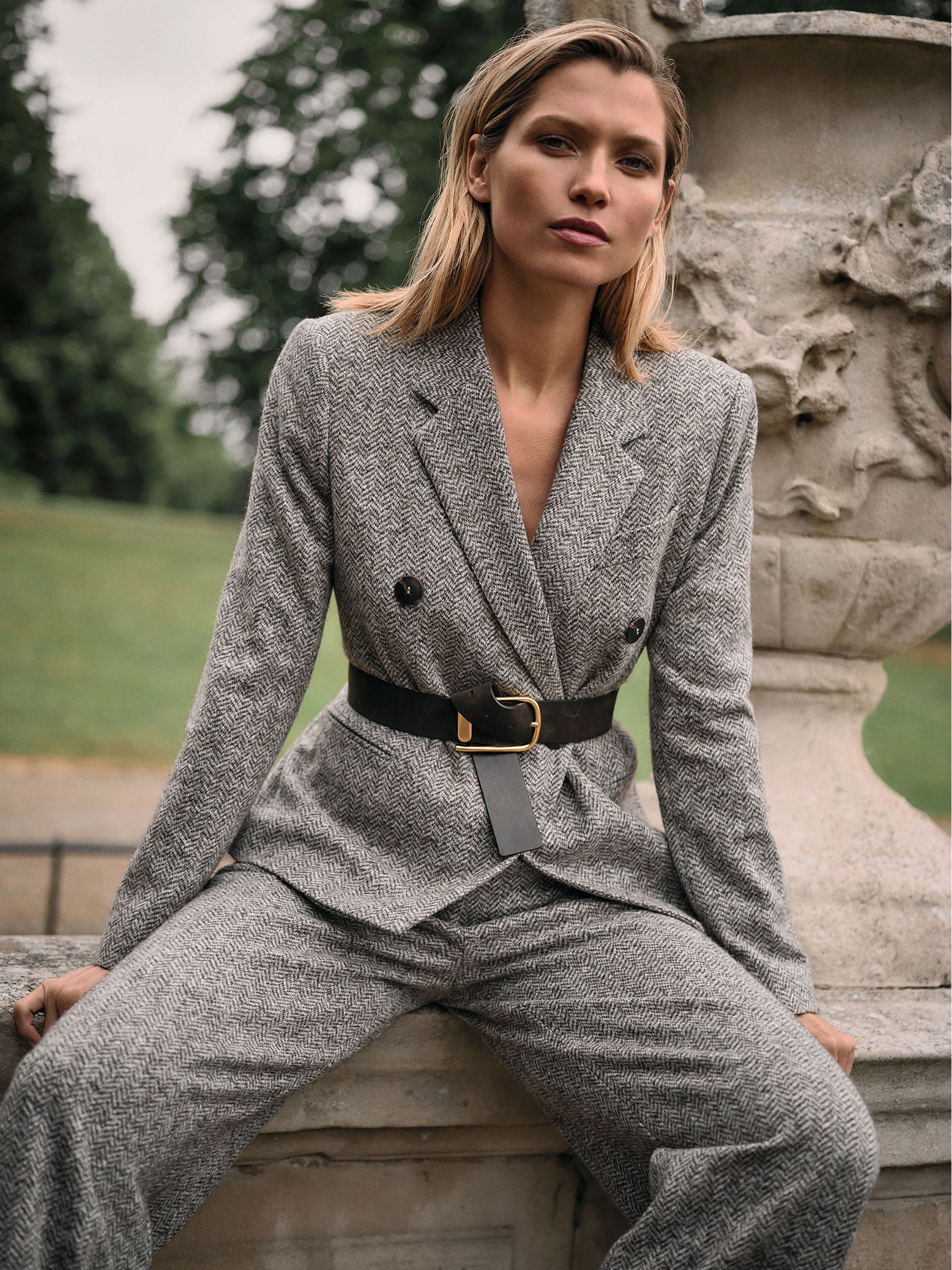 Wool and Cotton-Blend Tweed Suit Jacket in Grey - Image 1 of 7
