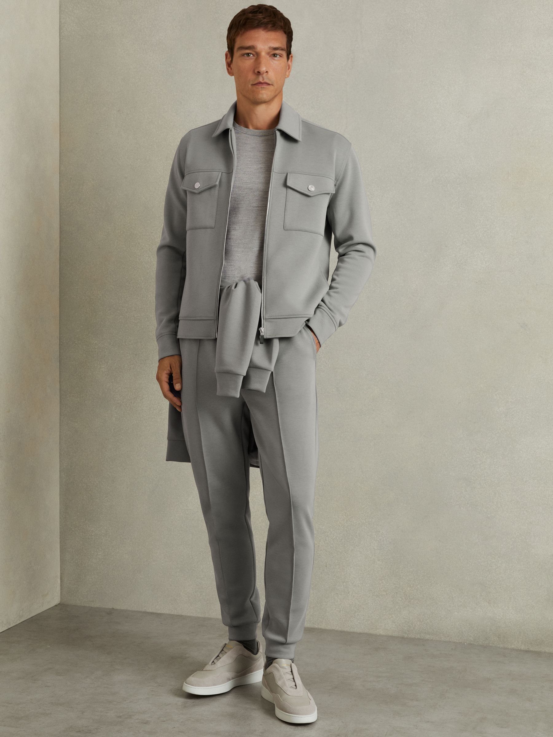 Interlock Jersey Zip-Through Overshirt in Flint Grey - Image 3 of 6