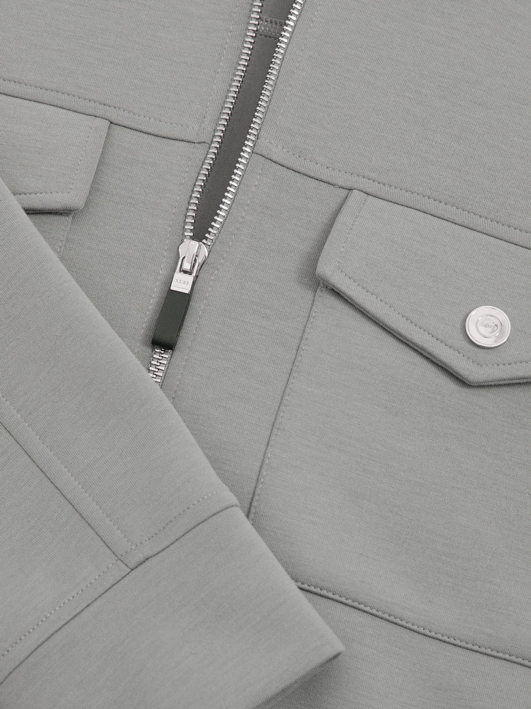 Interlock Jersey Zip-Through Overshirt in Flint Grey - Image 6 of 6