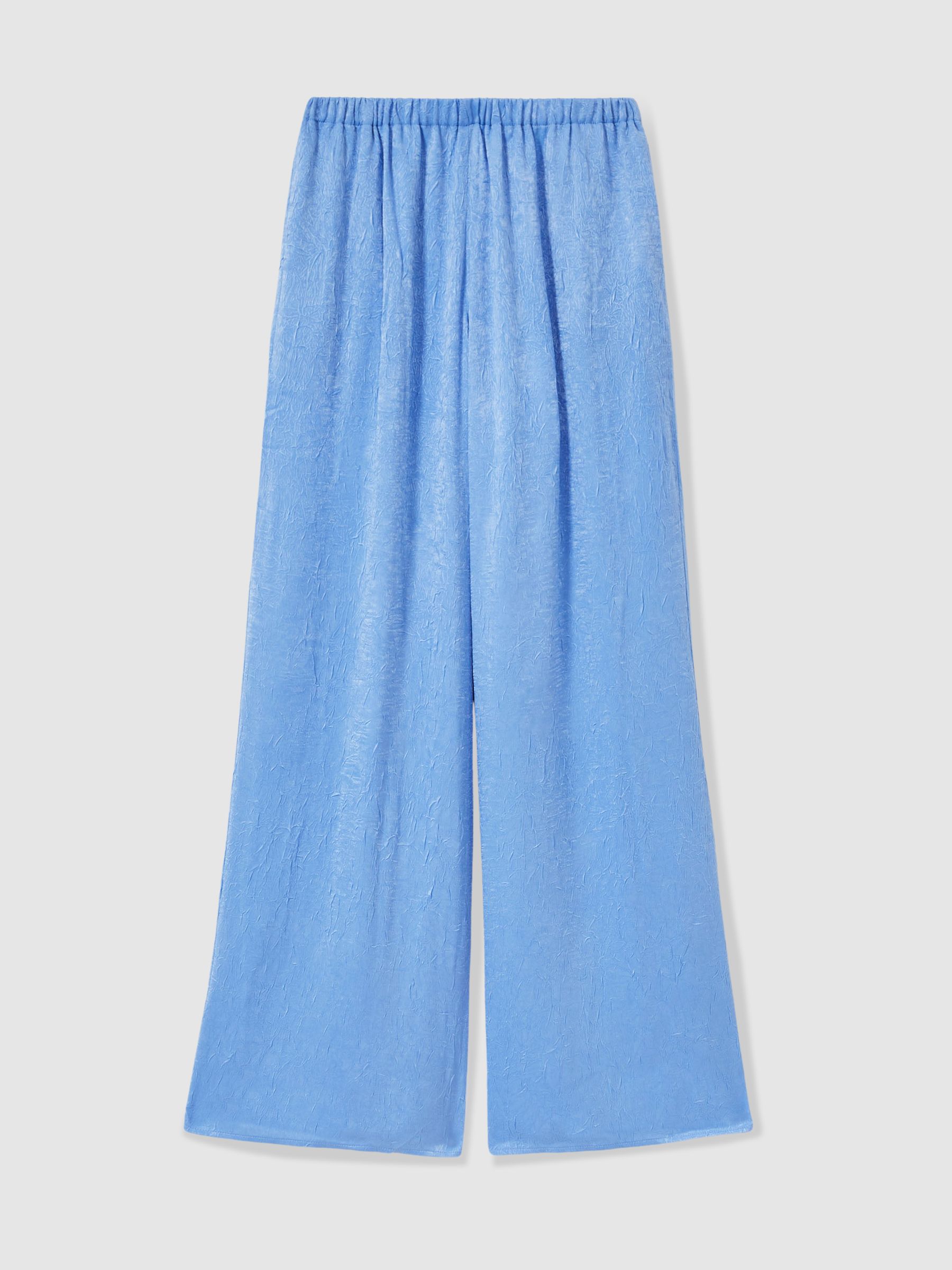 Crinkle-Satin Wide-Leg Trousers in Periwinkle - Image 2 of 6