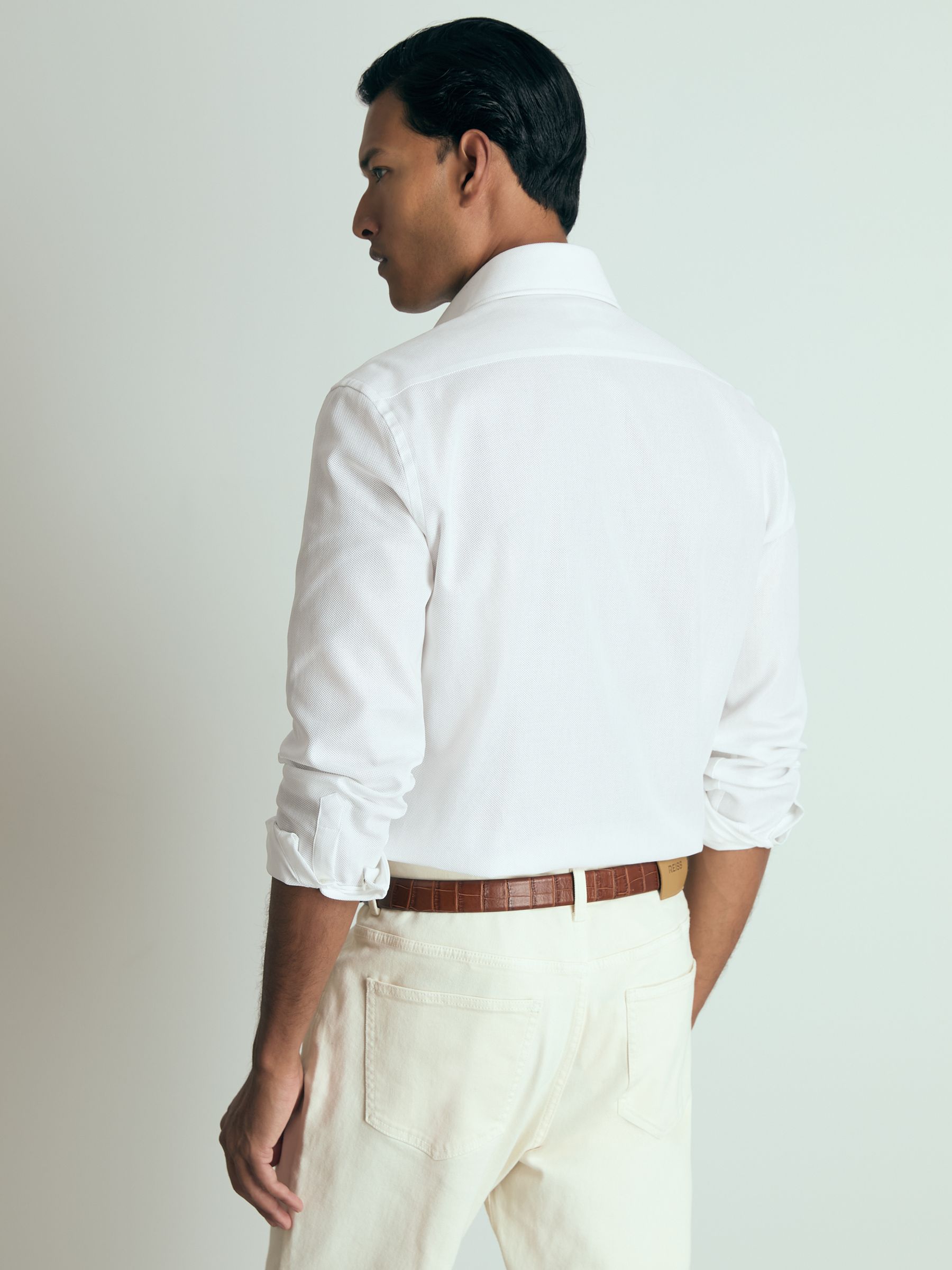 Atelier Cotton-Piqué Long-Sleeve Shirt in White - Image 4 of 6