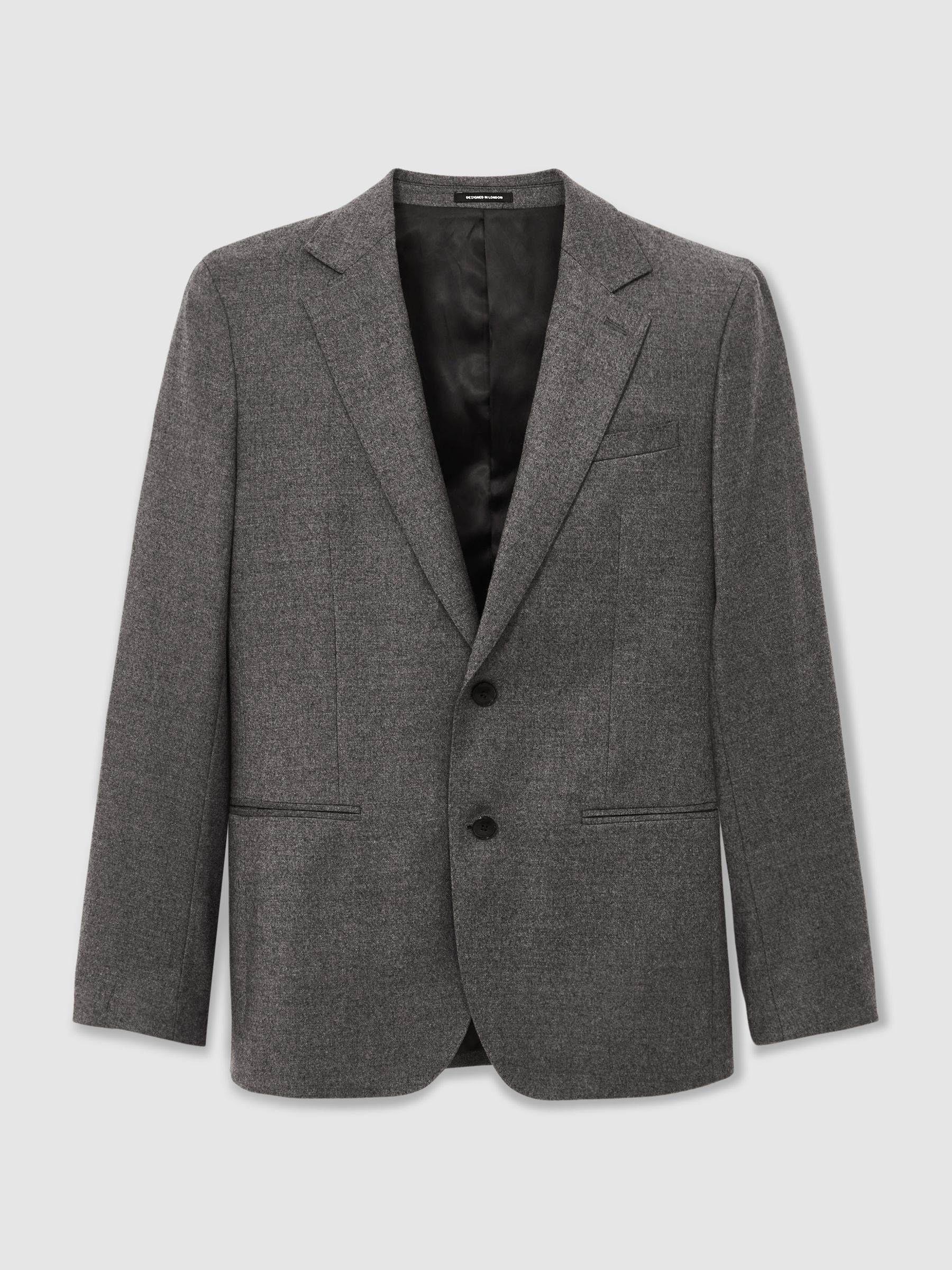 Slim-Fit Wool-Blend Suit Blazer in Grey Melange - Image 3 of 8