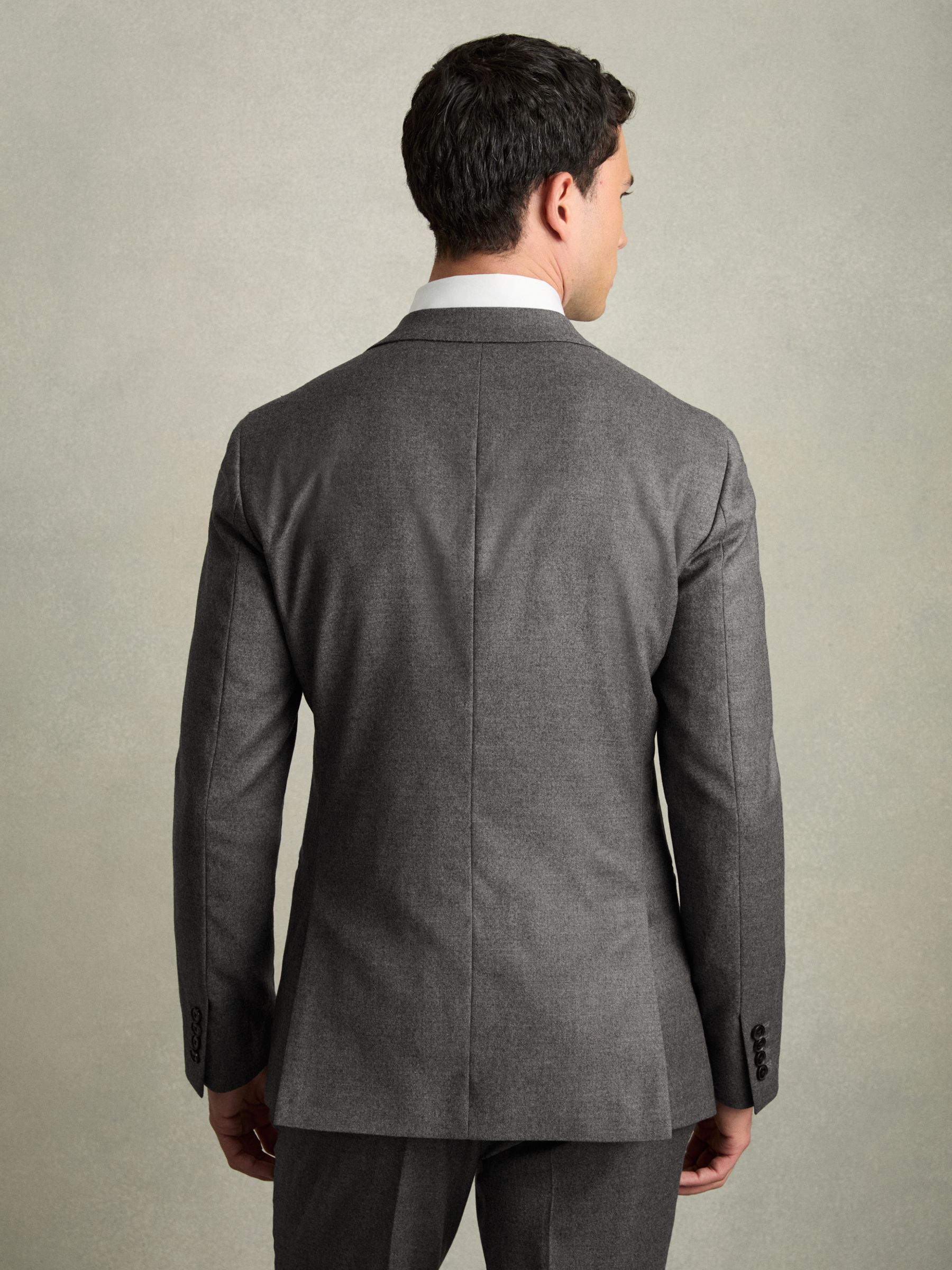 Slim-Fit Wool-Blend Suit Blazer in Grey Melange - Image 7 of 8