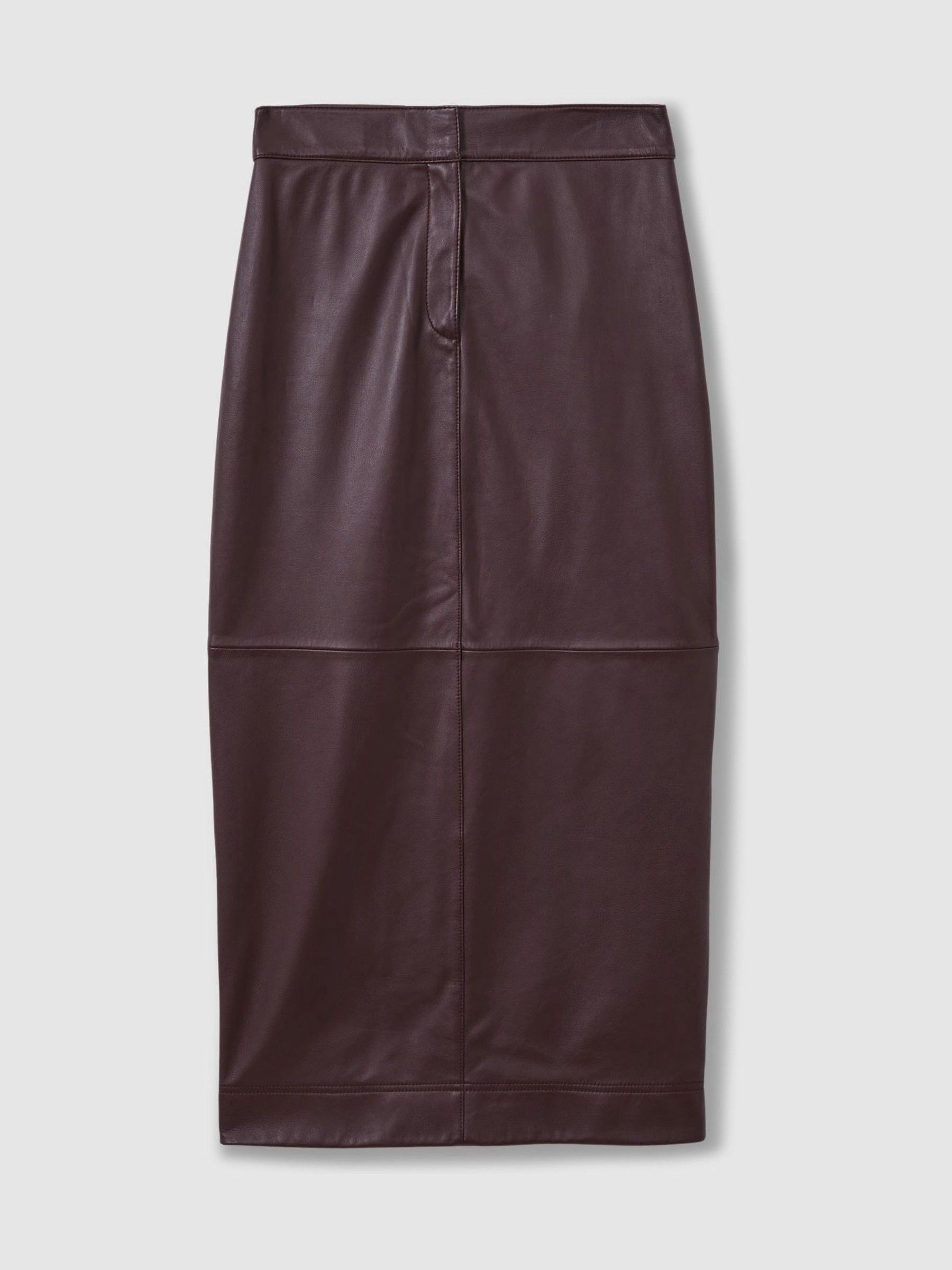 Florere Leather Pencil Midi Skirt in Berry - Image 2 of 7