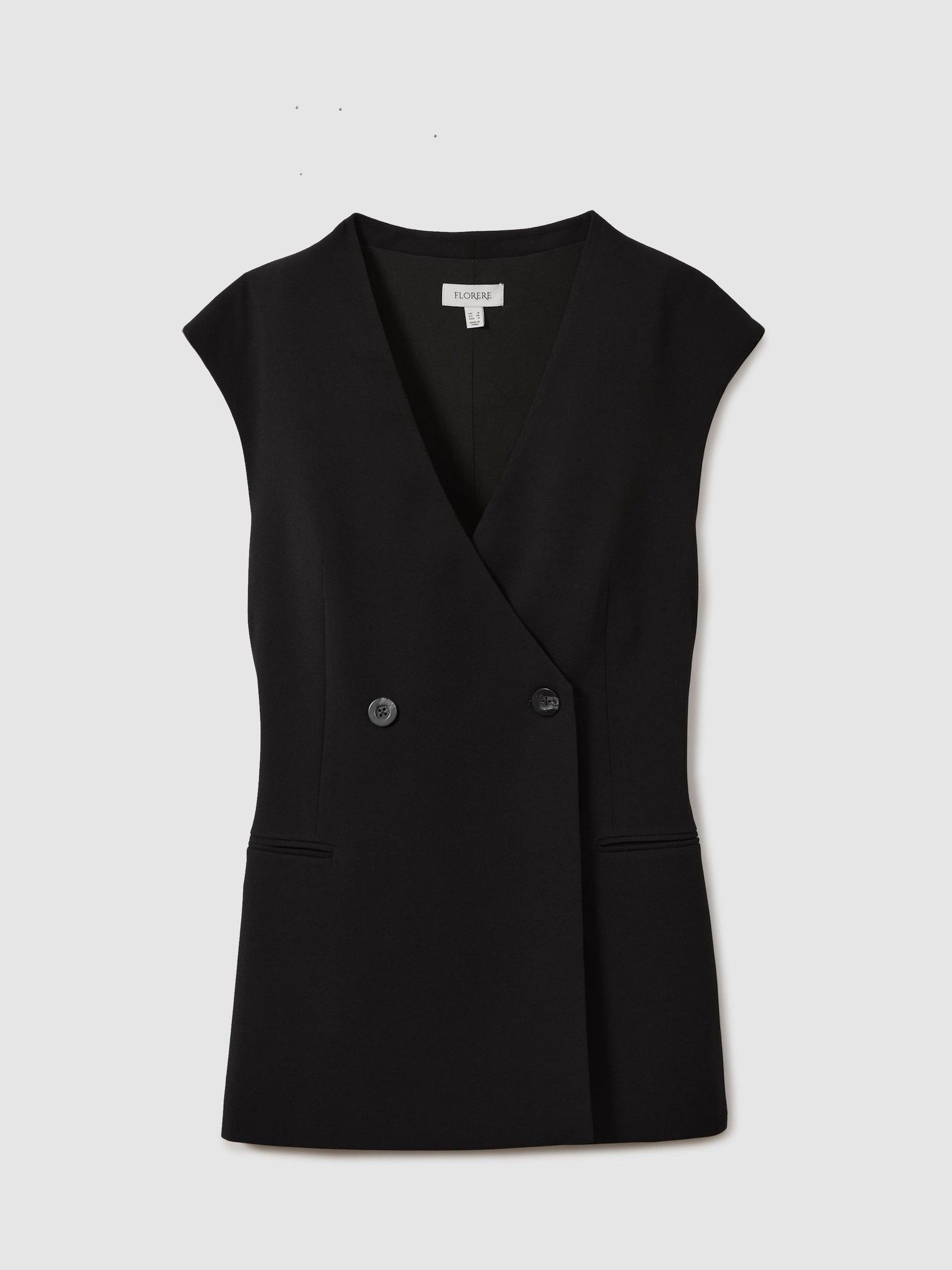 Florere Longline Black Waistcoat in Black - Image 2 of 8