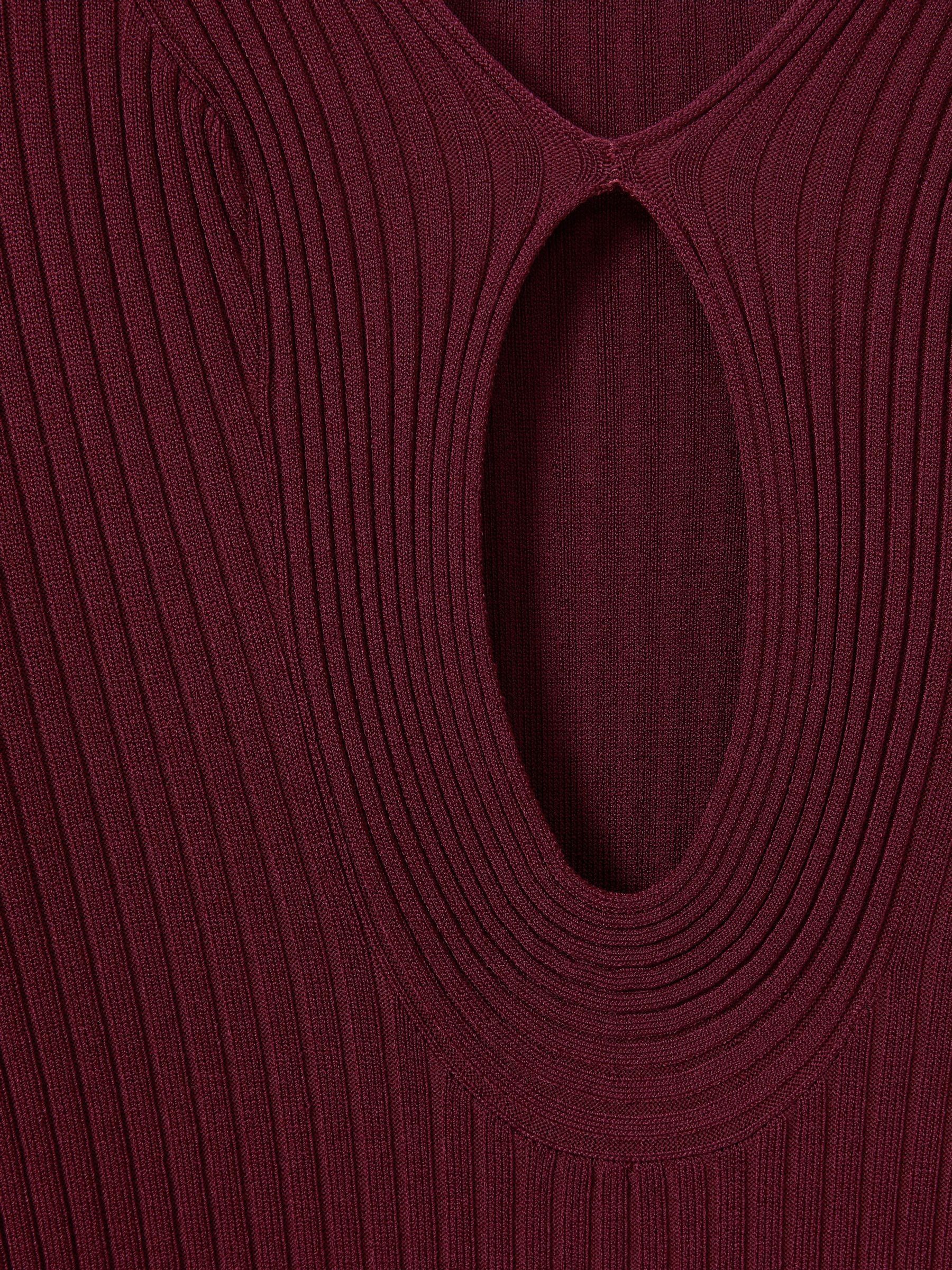 Florere Ribbed Blouson Sleeve Midi Dress in Burgundy - Image 6 of 6