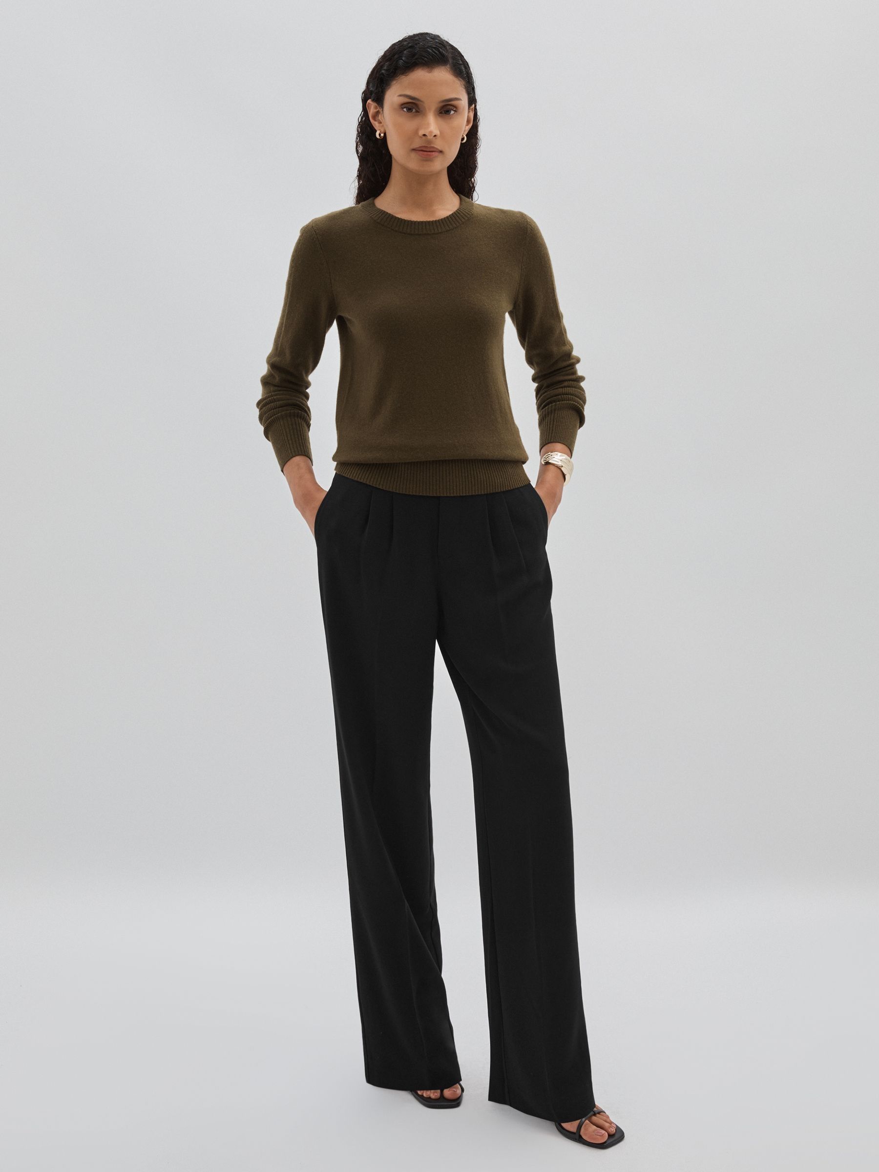 Paige High-Rise Twill Trousers in Black - Image 1 of 6