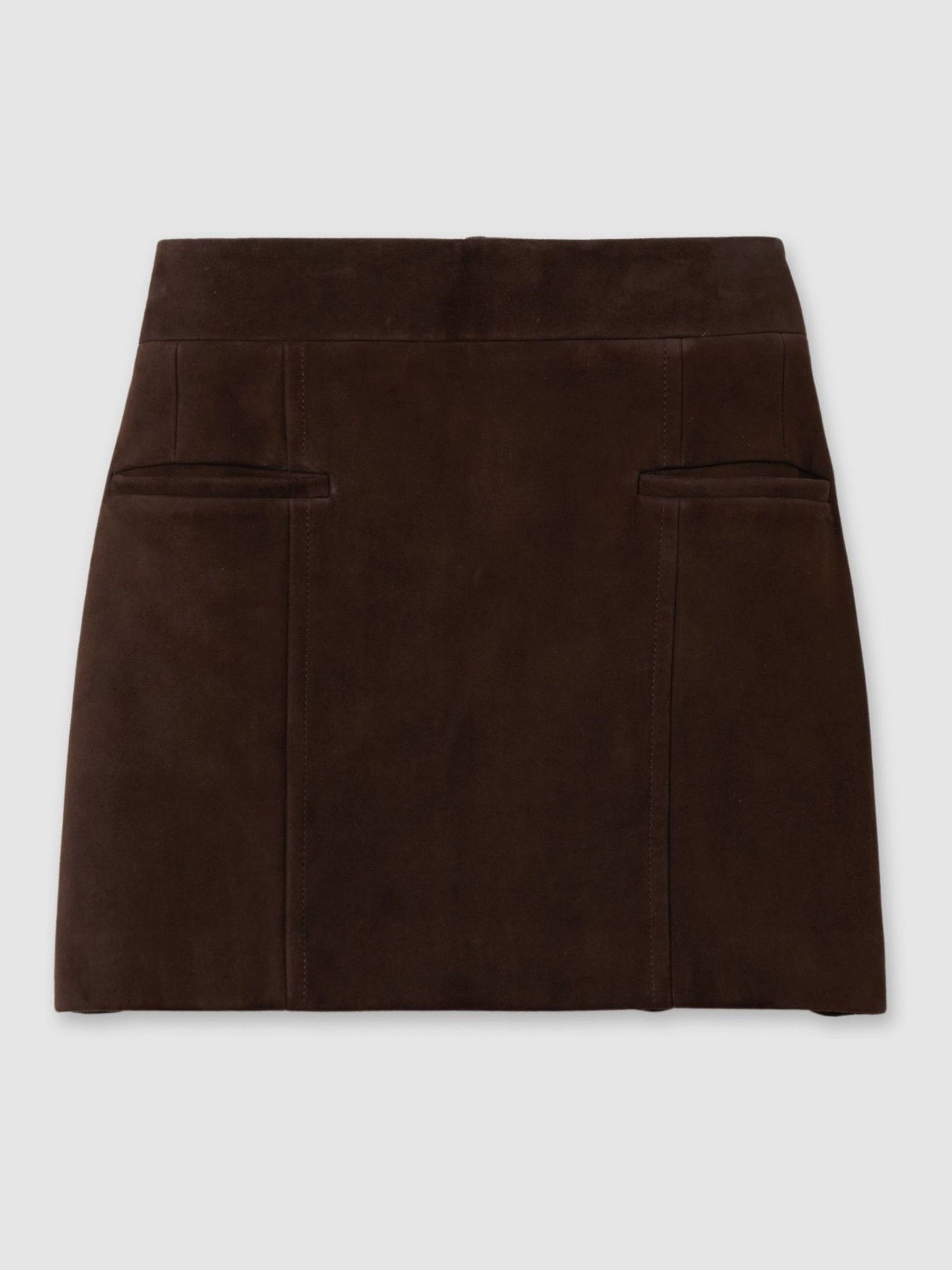 Suede Mini Skirt in Chocolate - Image 2 of 7