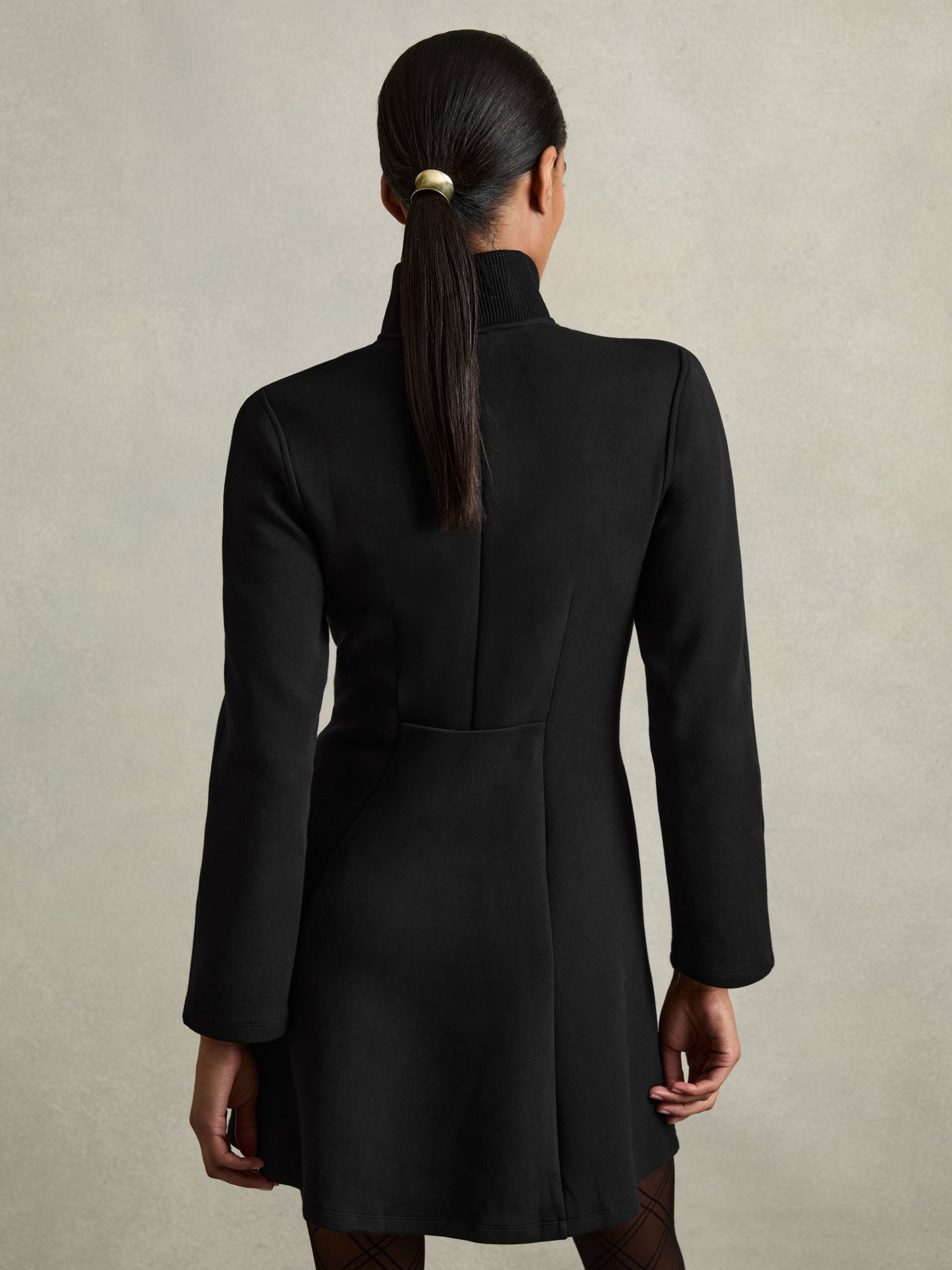 ZIp-Neck Interlock-Jersey Dress in Black - Image 5 of 6