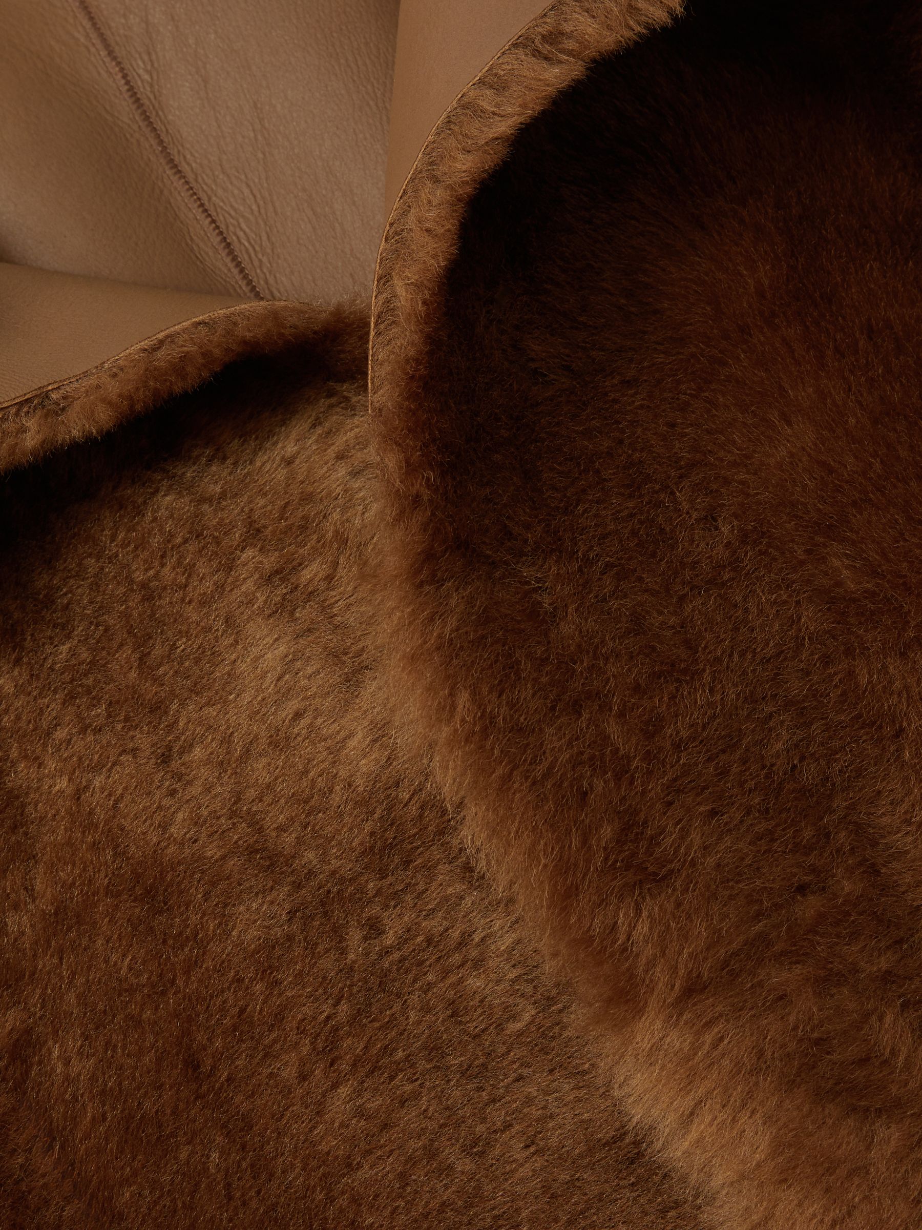 Shearling Removable Hood Jacket in Tan - Image 9 of 9