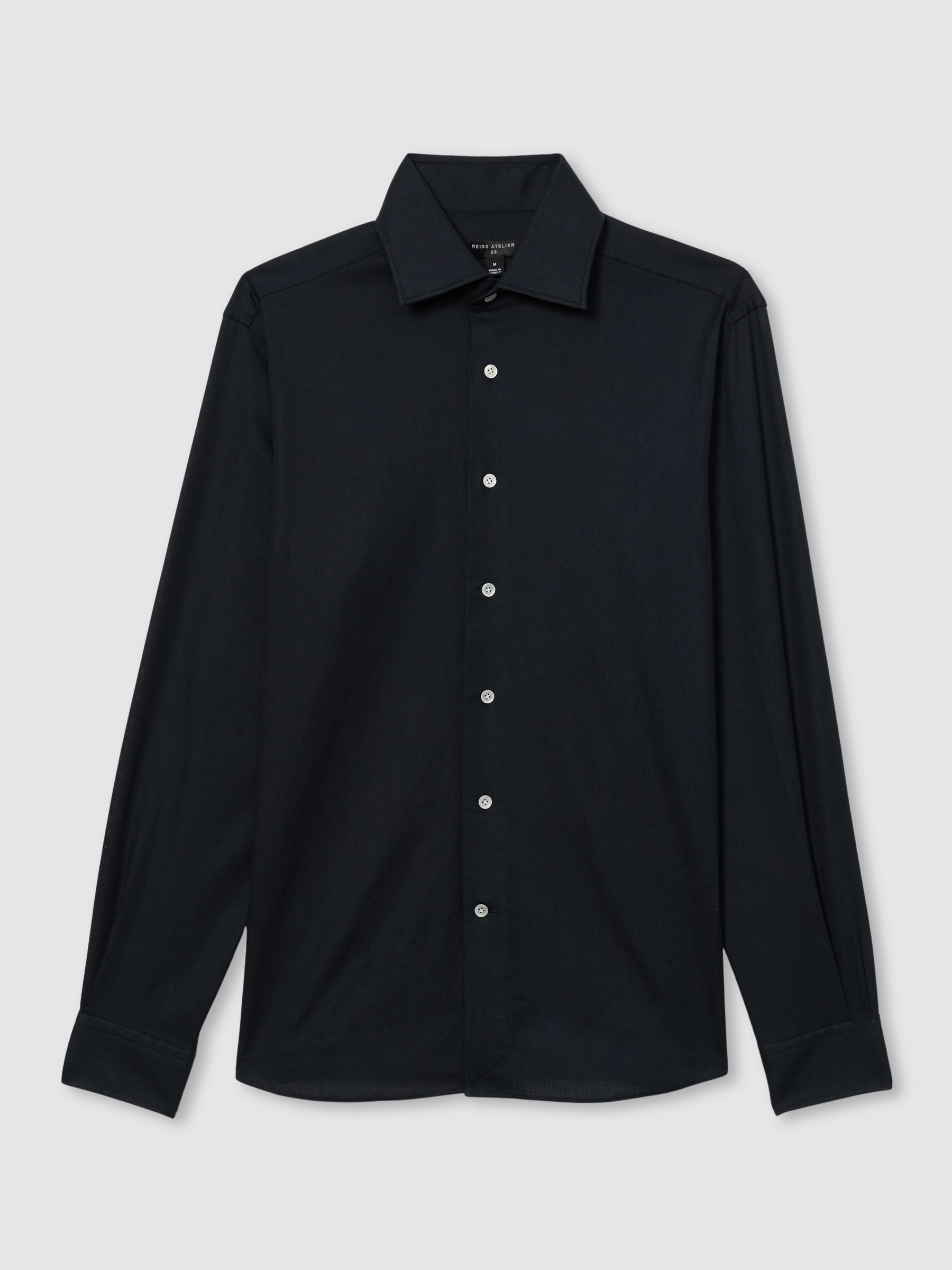 Atelier Cotton-Piqué Long-Sleeve Shirt in Navy - Image 2 of 6