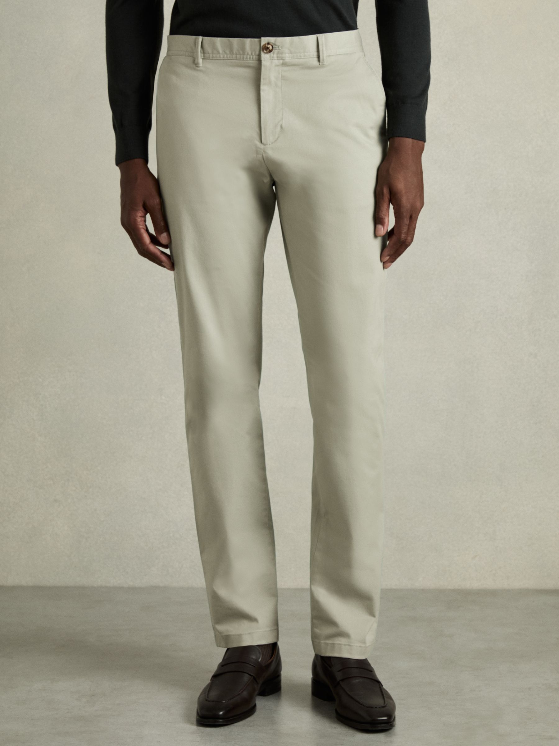 Slim Fit Washed Cotton Blend Chinos in Sage - Image 3 of 7