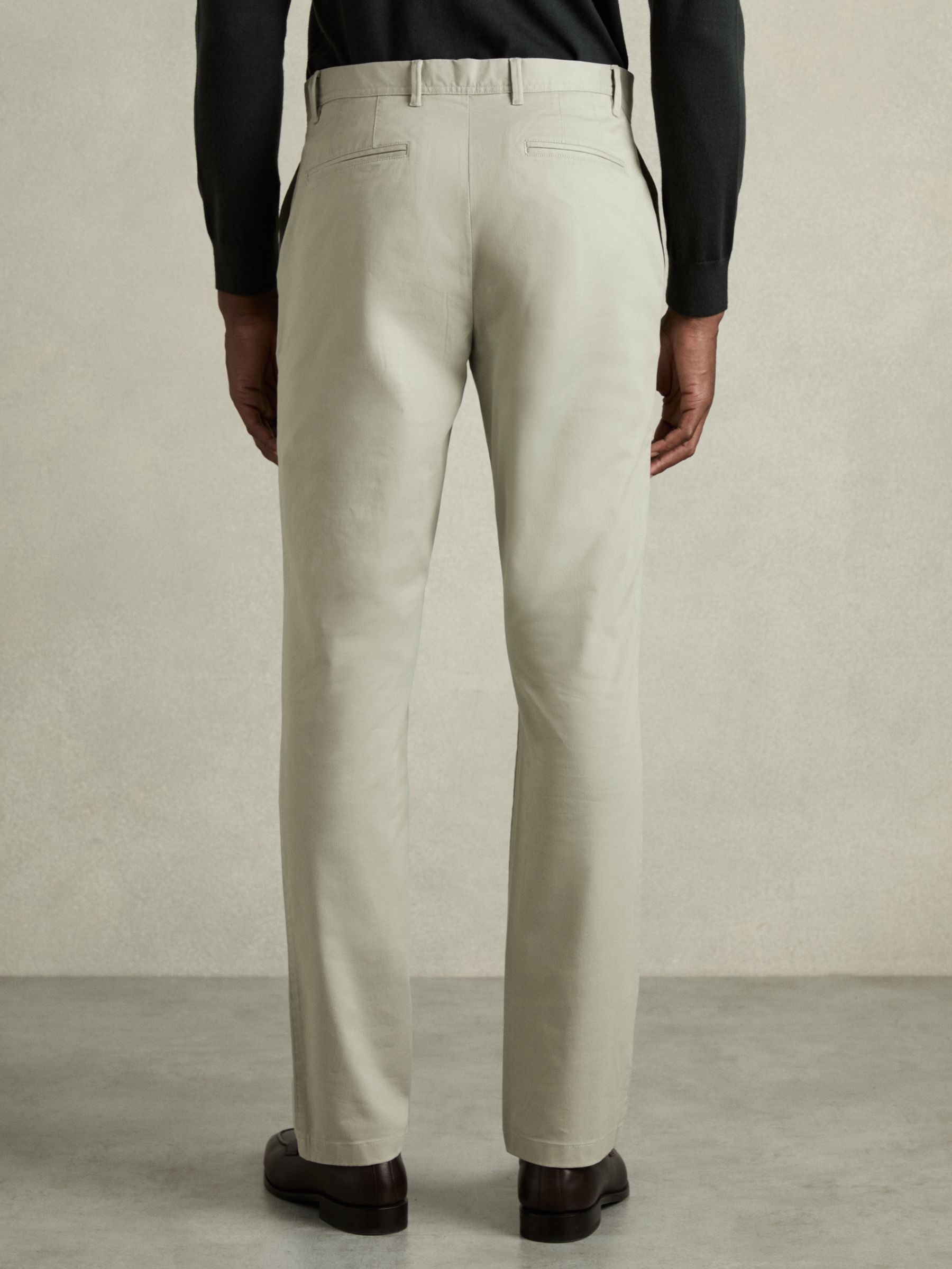 Slim Fit Washed Cotton Blend Chinos in Sage - Image 5 of 7