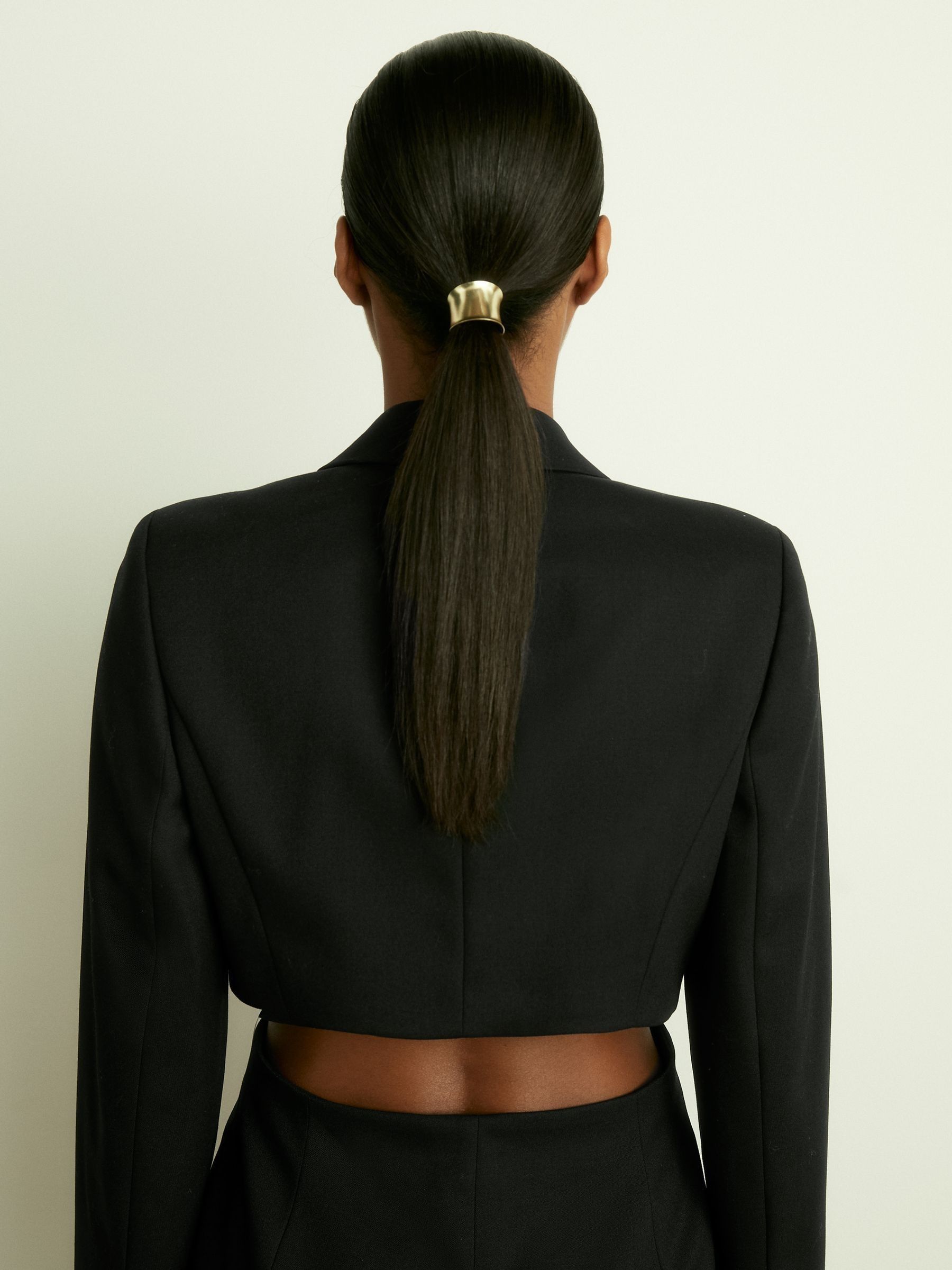Wool Blend Cut Out Tuxedo Mini Dress in Black - Image 5 of 7