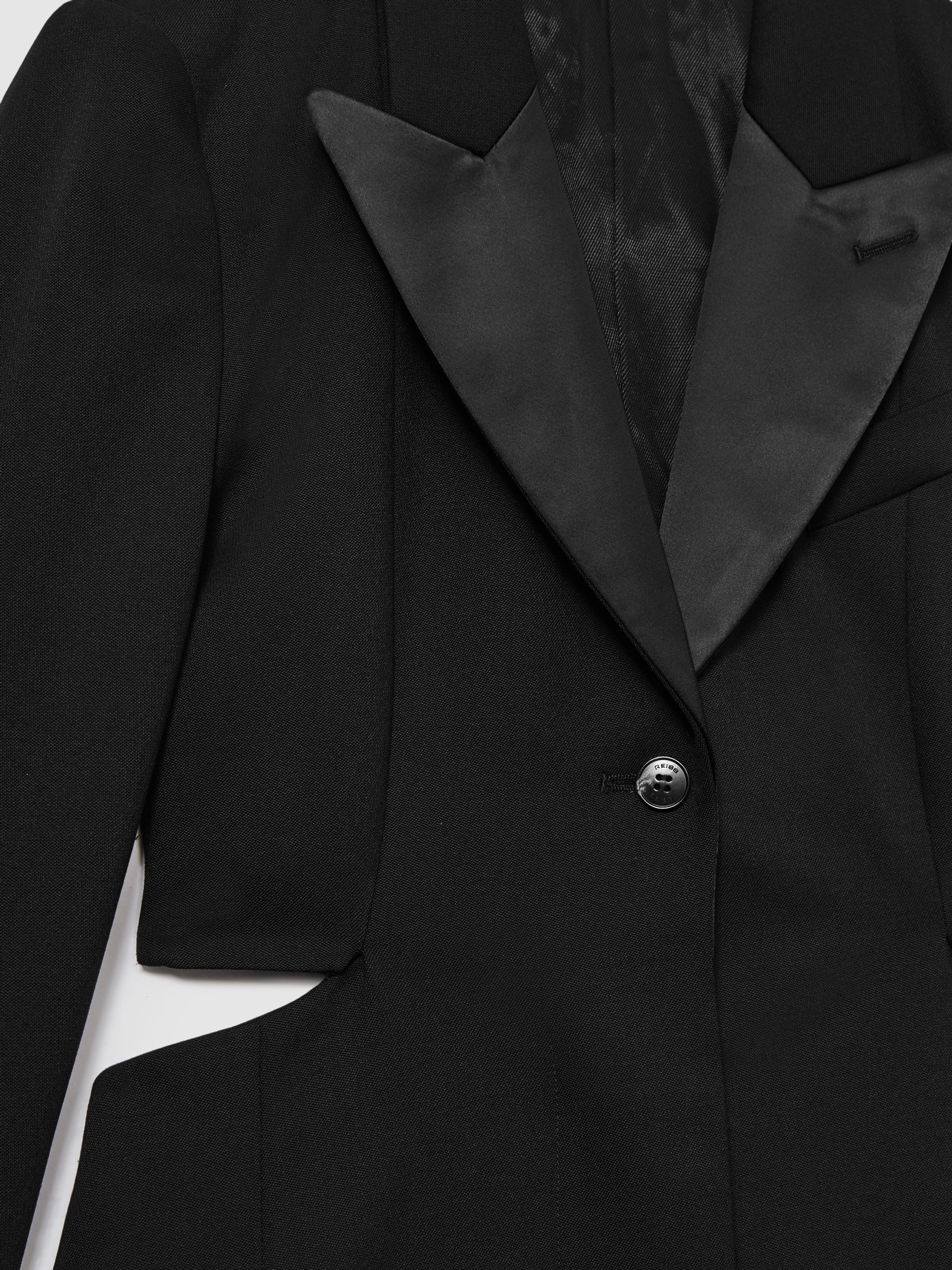 Wool Blend Cut Out Tuxedo Mini Dress in Black - Image 7 of 7