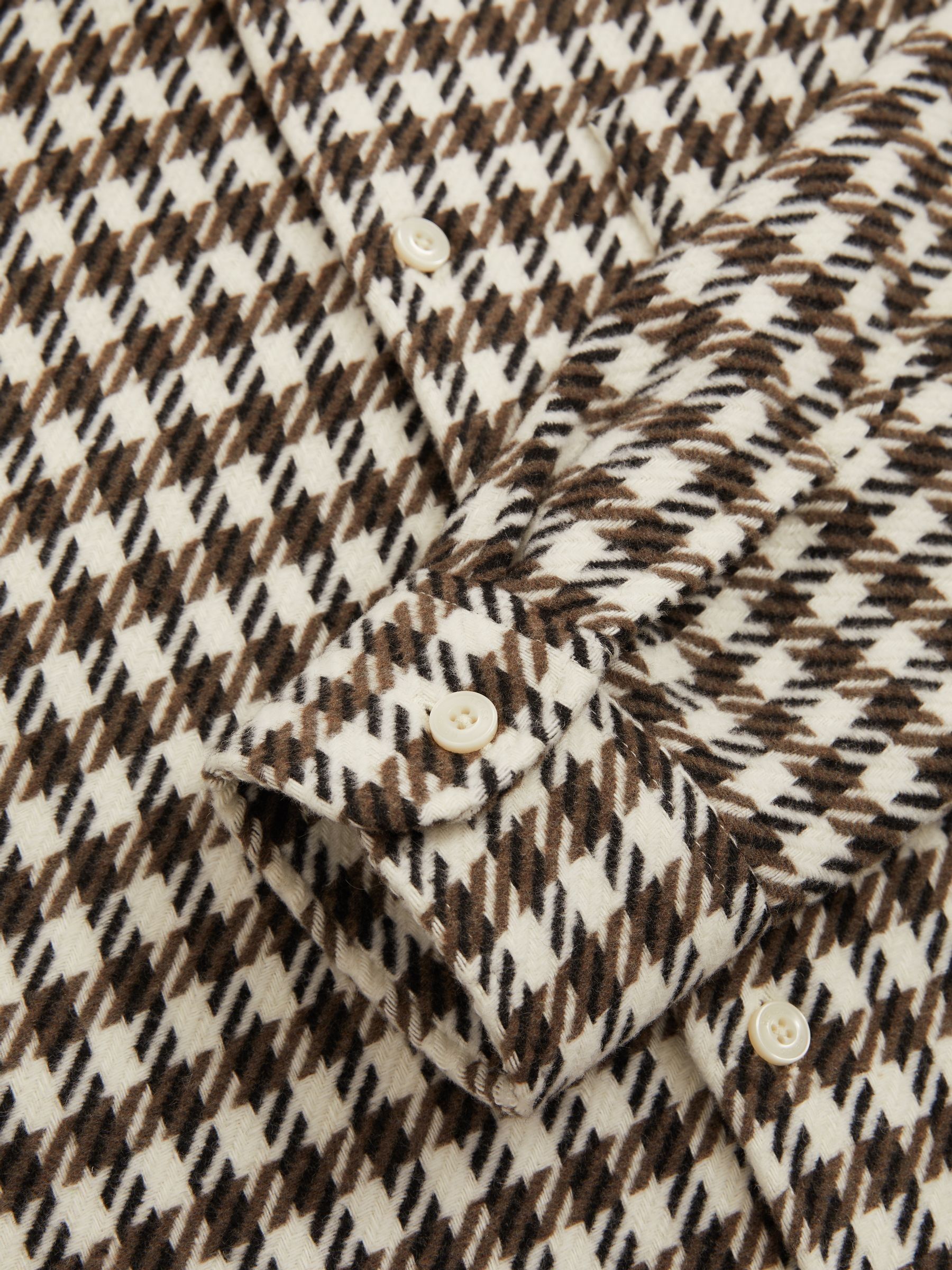Dogtooth Overshirt with Wool in White/Brown - Image 6 of 6