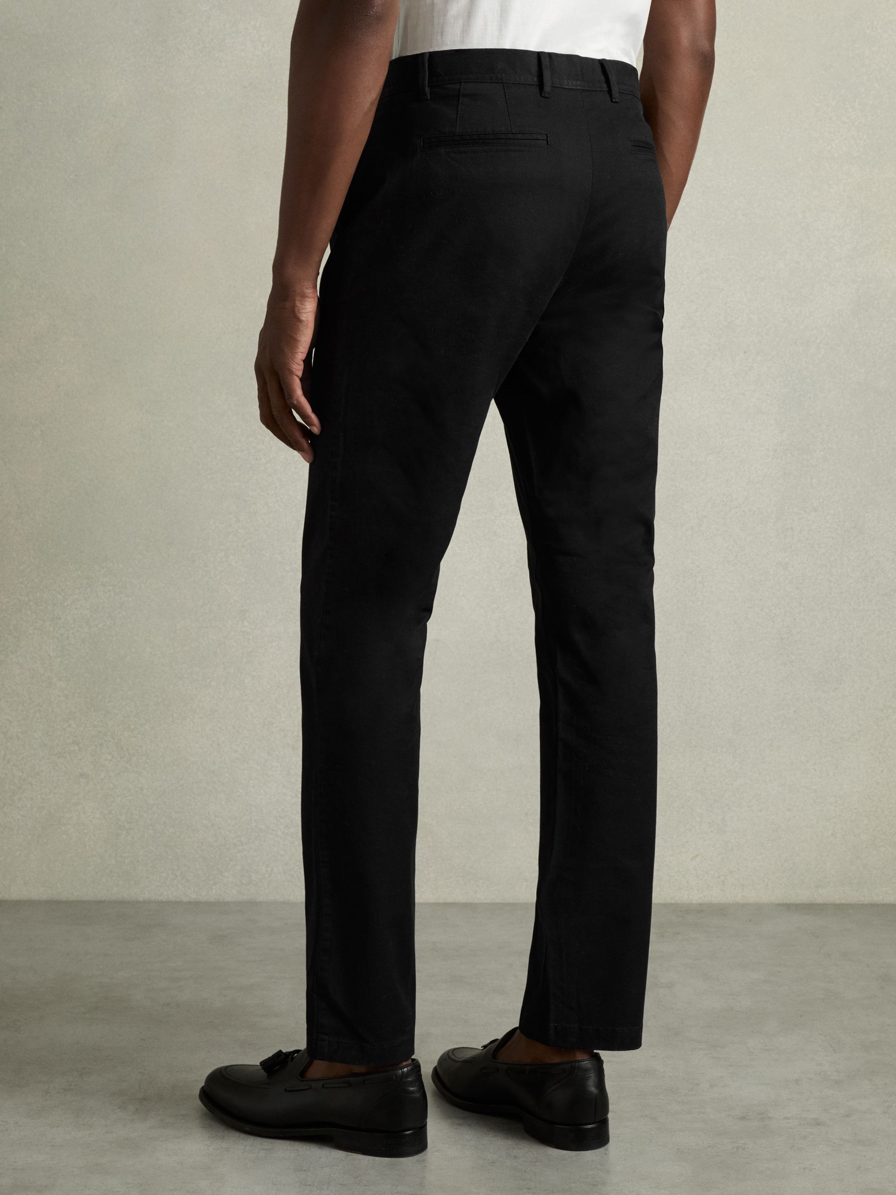 Slim Fit Washed Cotton Blend Chinos in Black - Image 5 of 6