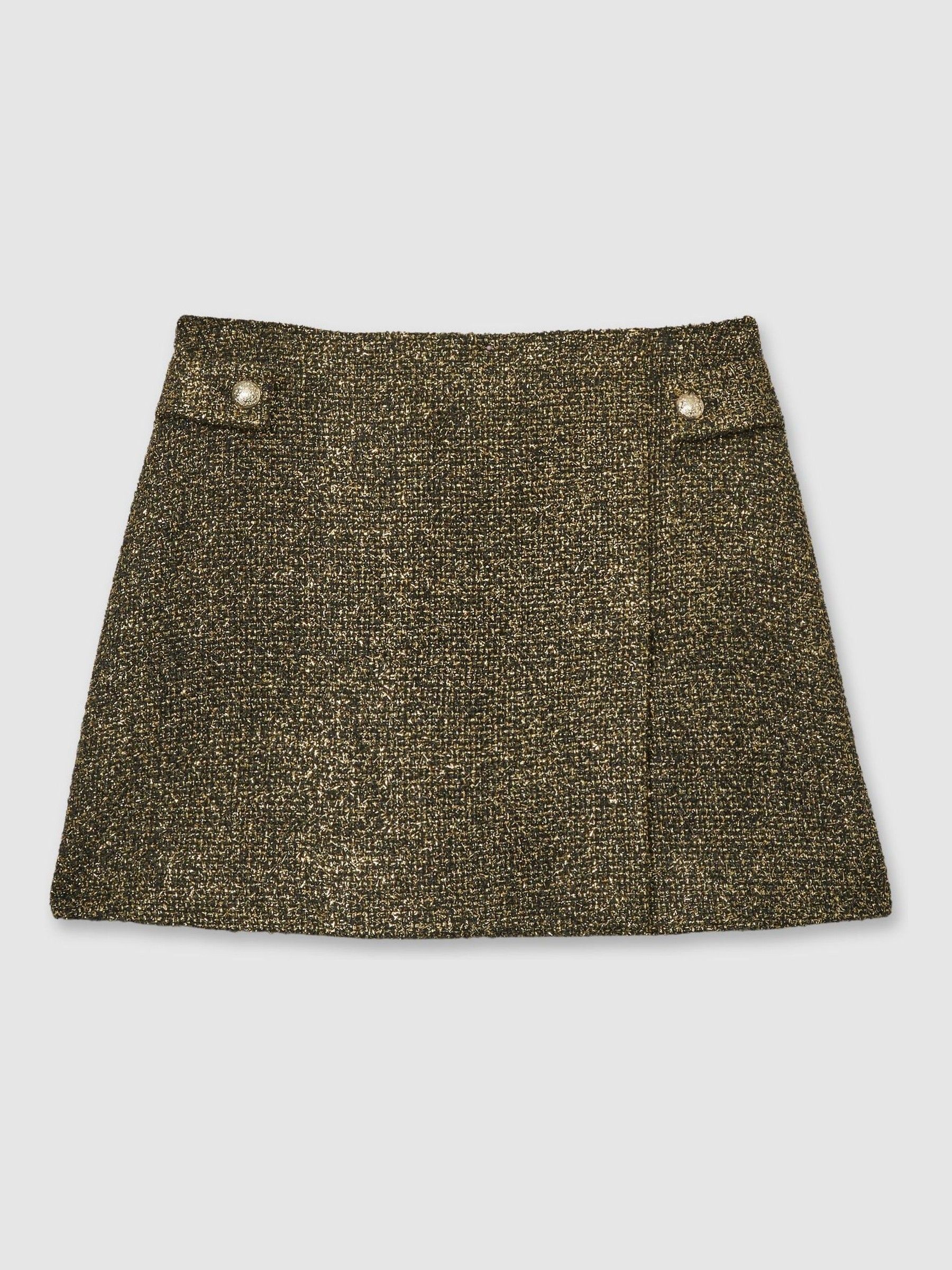 Metallic Knit Wrap Mini Skirt in Gold - Image 2 of 6