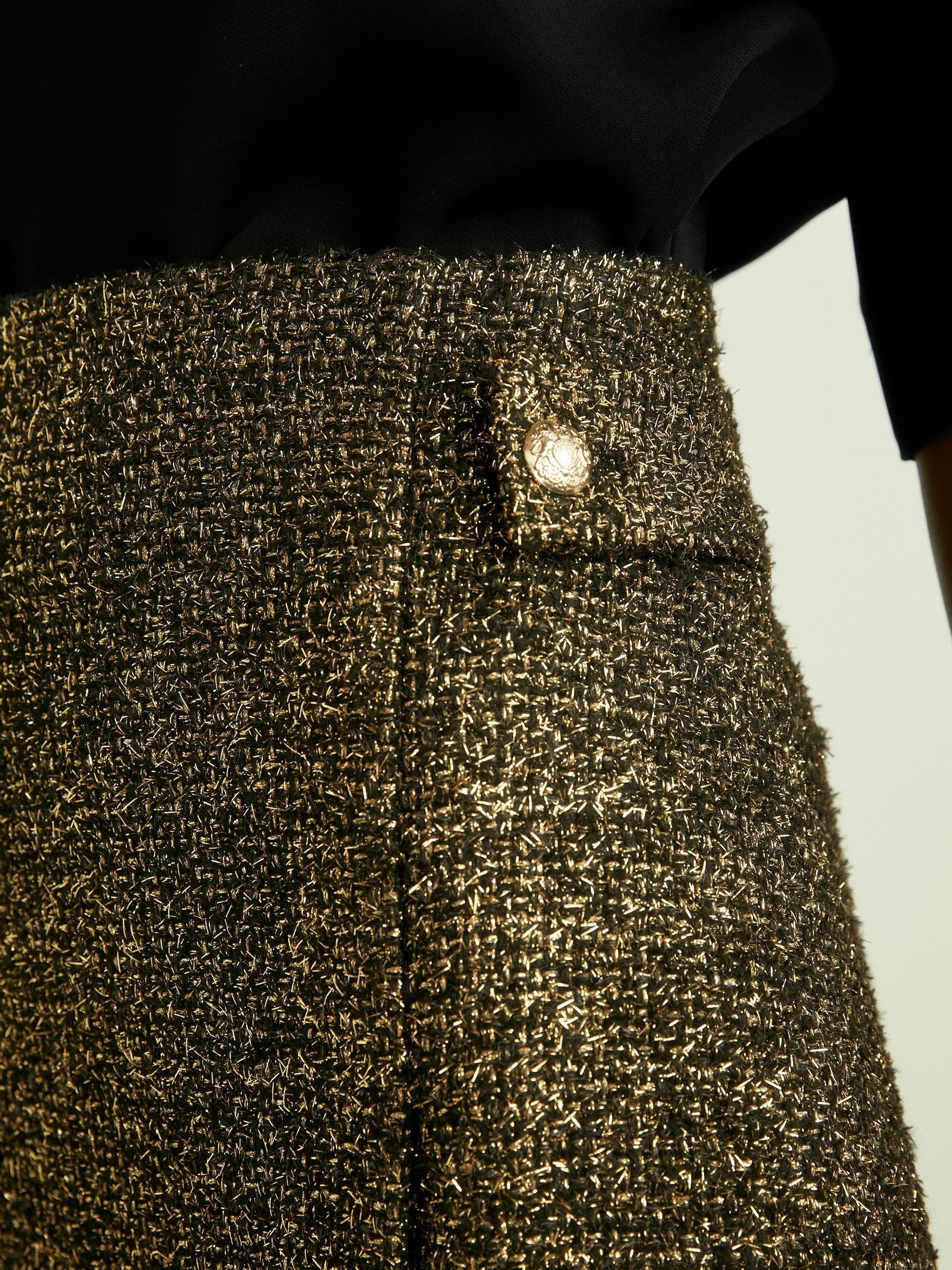 Metallic Knit Wrap Mini Skirt in Gold - Image 3 of 6