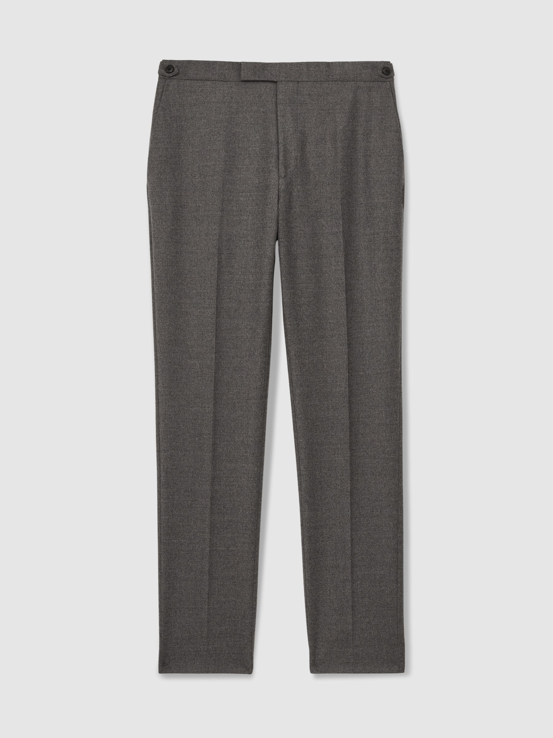 Slim-Fit Wool Blend Suit Trousers in Grey Melange