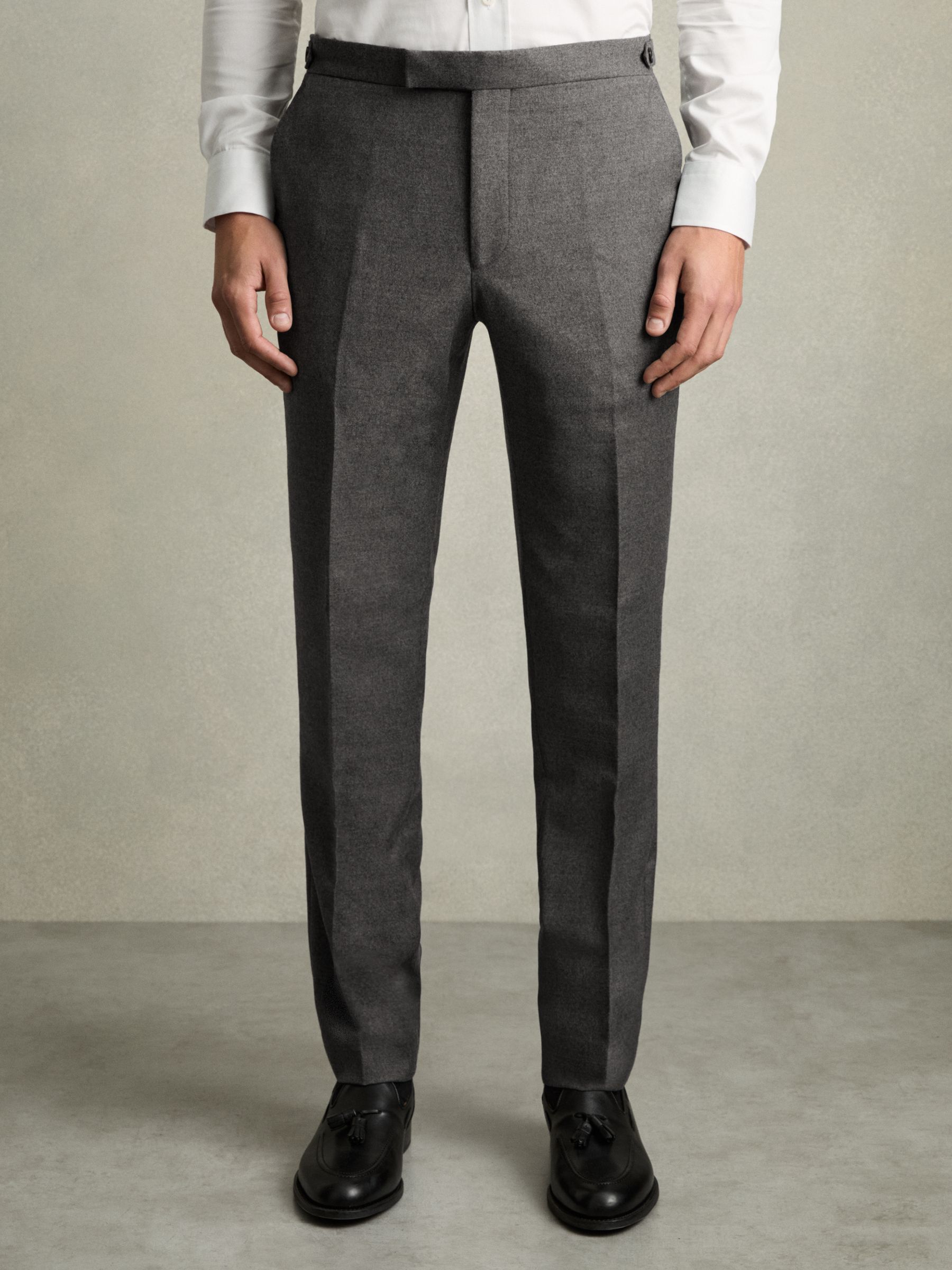 Slim-Fit Wool Blend Suit Trousers in Grey Melange - Image 4 of 8